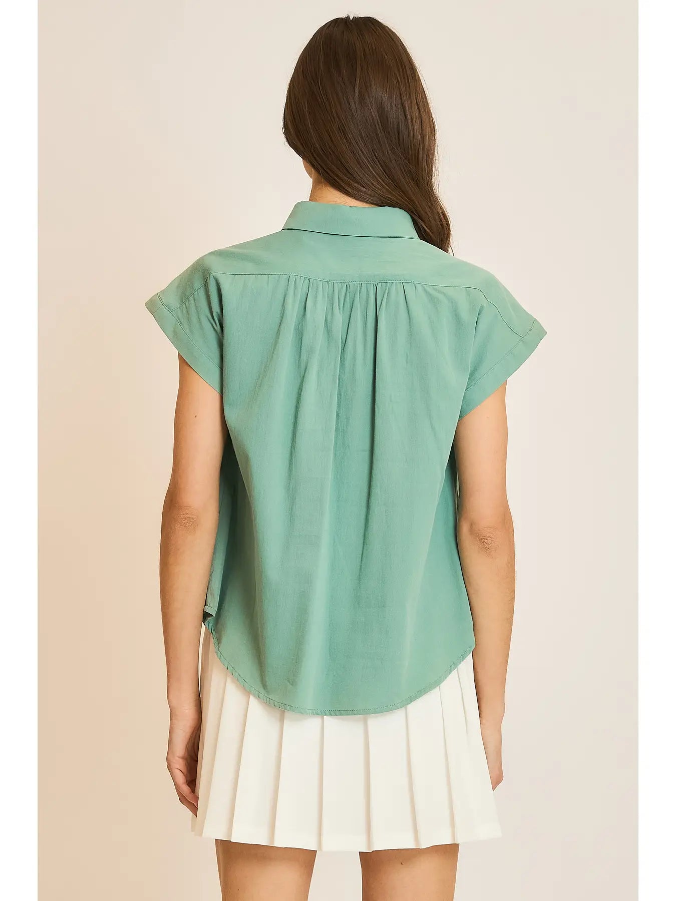 Dolman Sleeve Button-Up Blouse