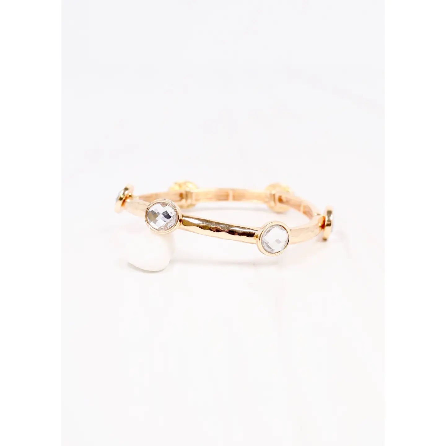 Caroline Hill: Khan Stone Stretch Bracelet Gold