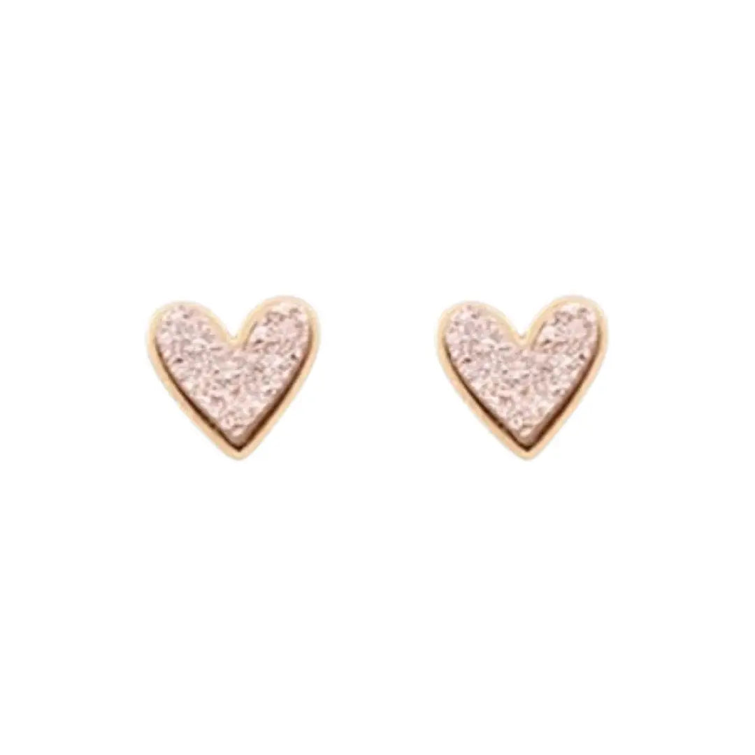 Pierce + Hide: Rose Gold Heart Druzy Earrings