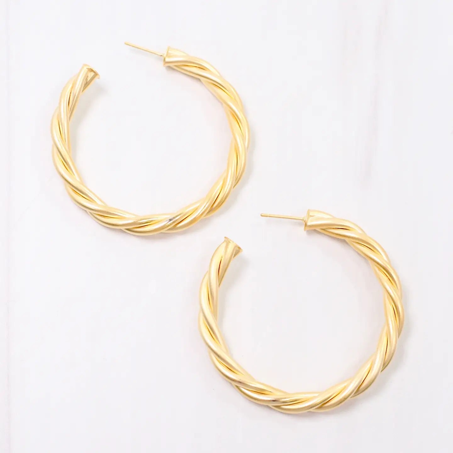 Caroline Hill: Davies Twisted Matte Gold Earrings