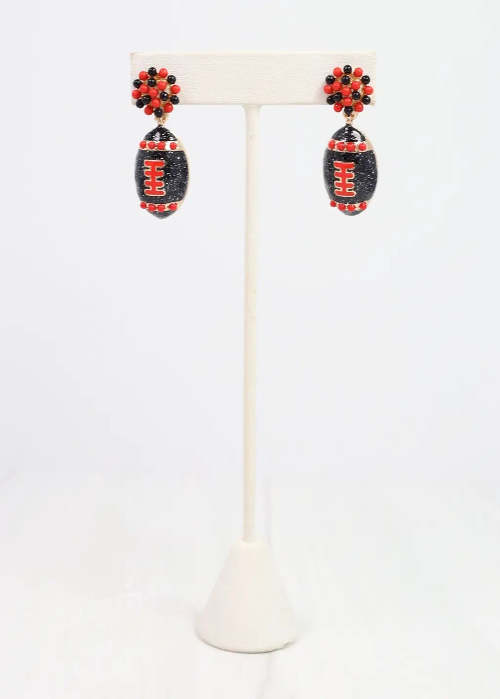 Caroline Hill: Adler Football Earrings Red/Black