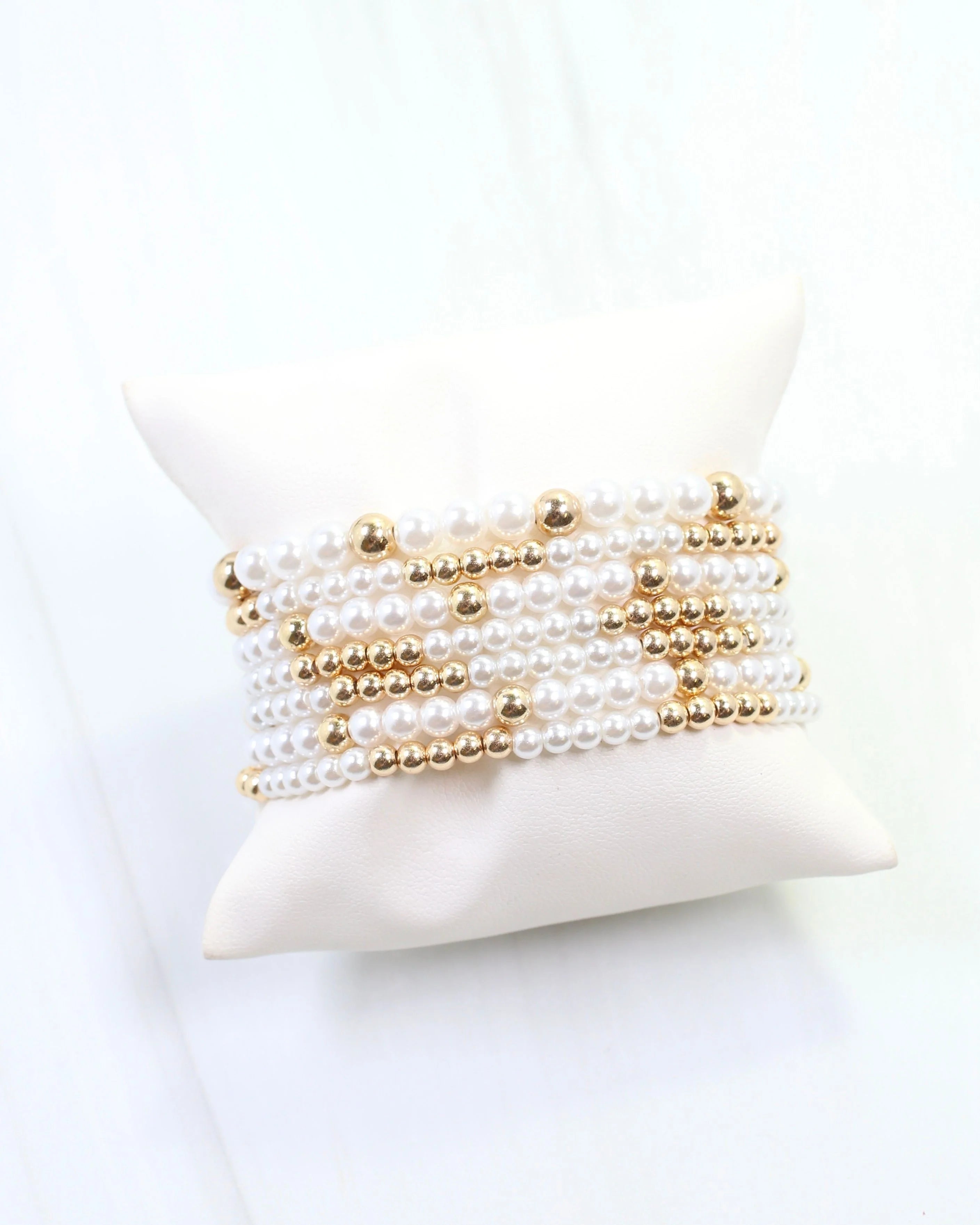 Caroline Hill: Camila Beaded Pearl and Gold Bracelet Set