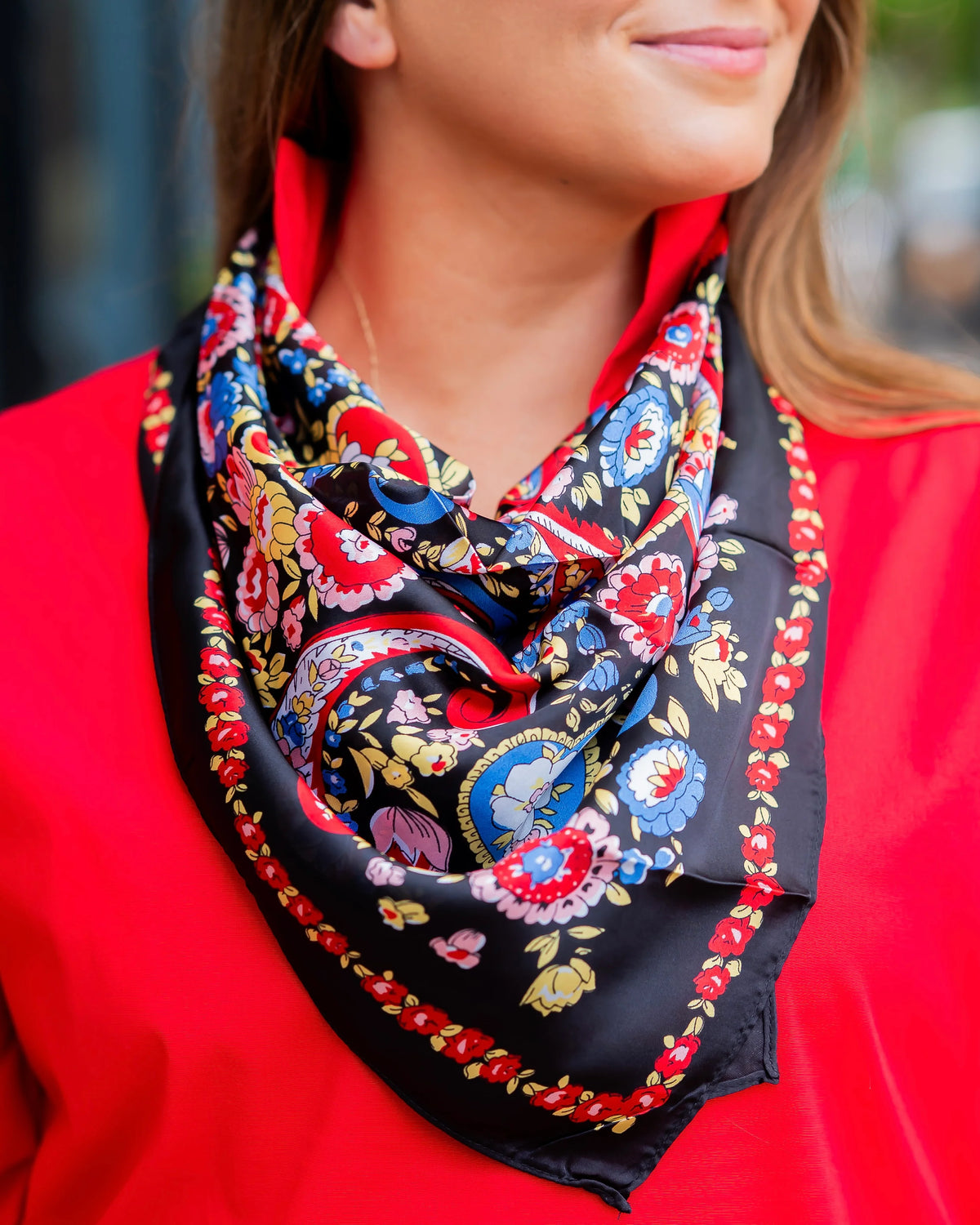 Caroline Hill: Howard Floral/Paisley Scarf Black