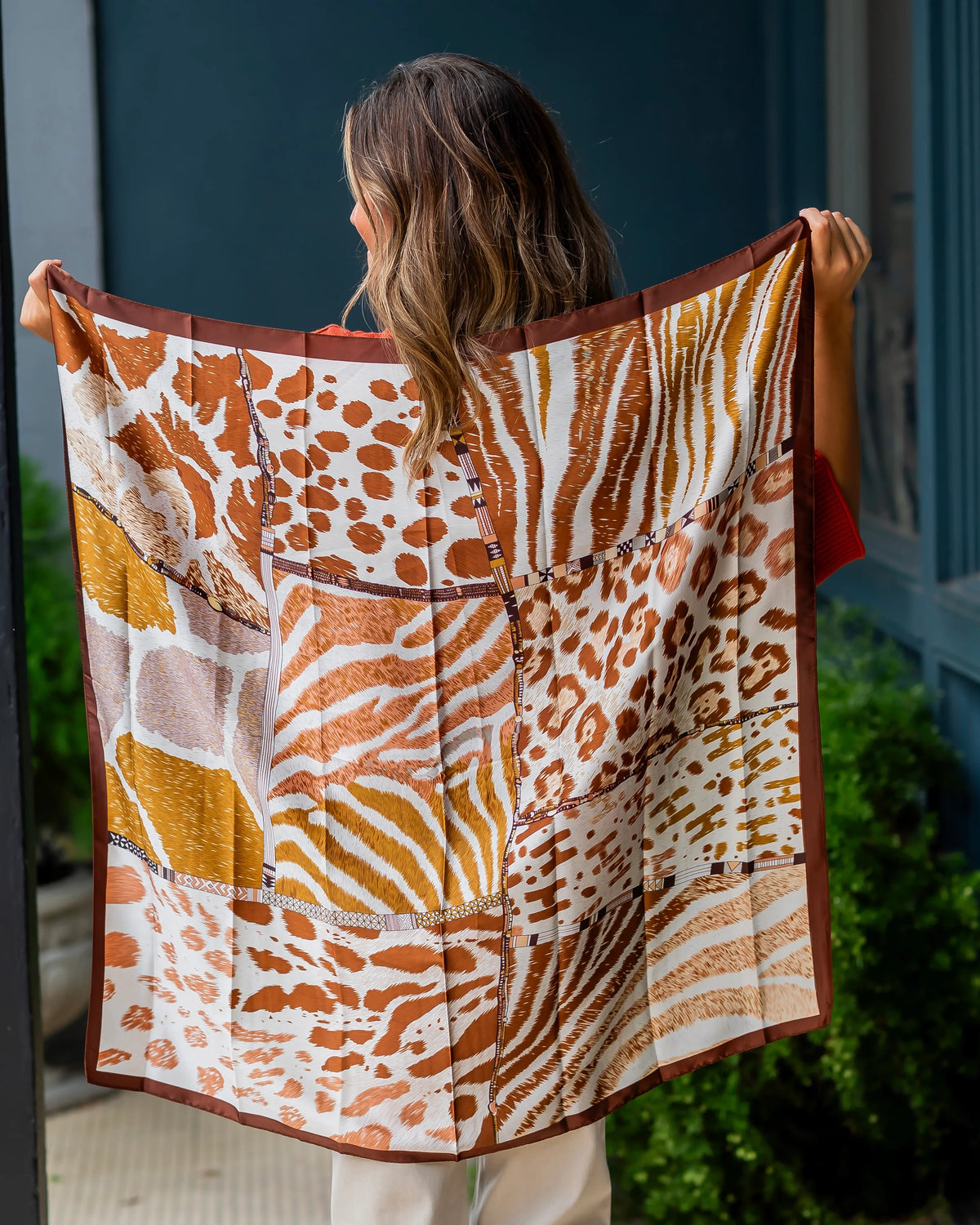 Caroline Hill: Ingals Animal Print Scarf Brown
