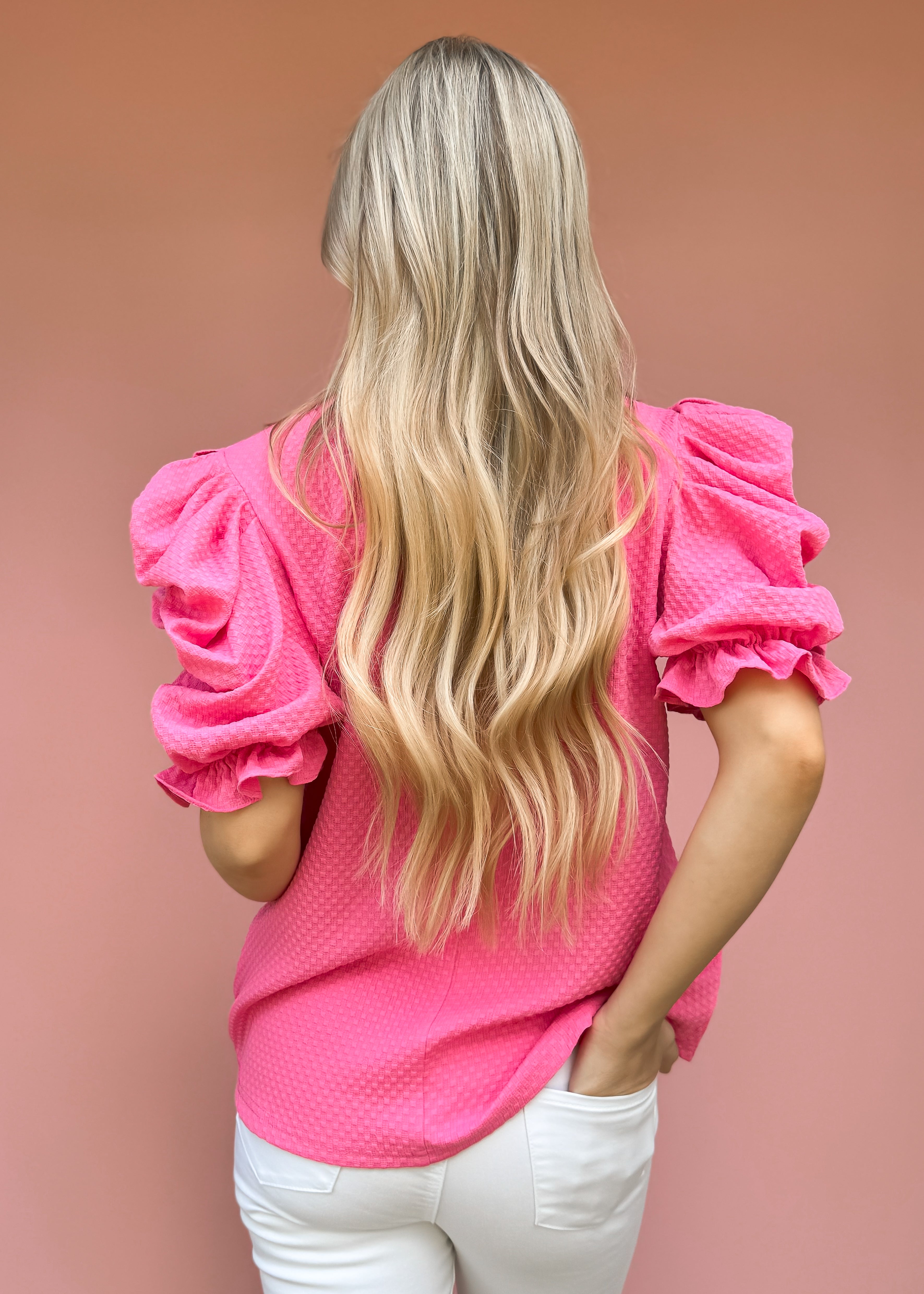 Abigail Textured Top, Pink