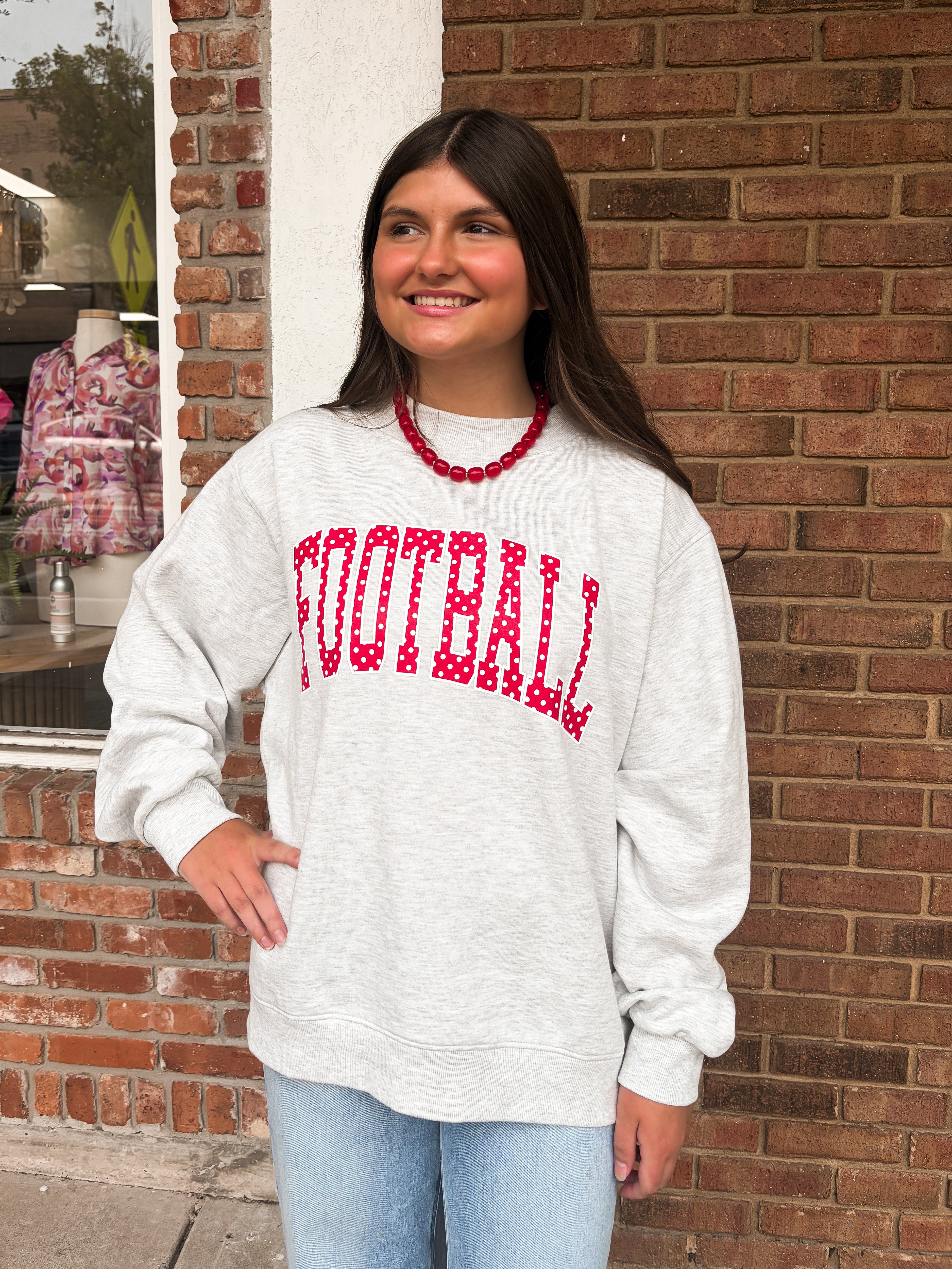 Charlie Southern: Football Polka Dot Mock Neck - Red