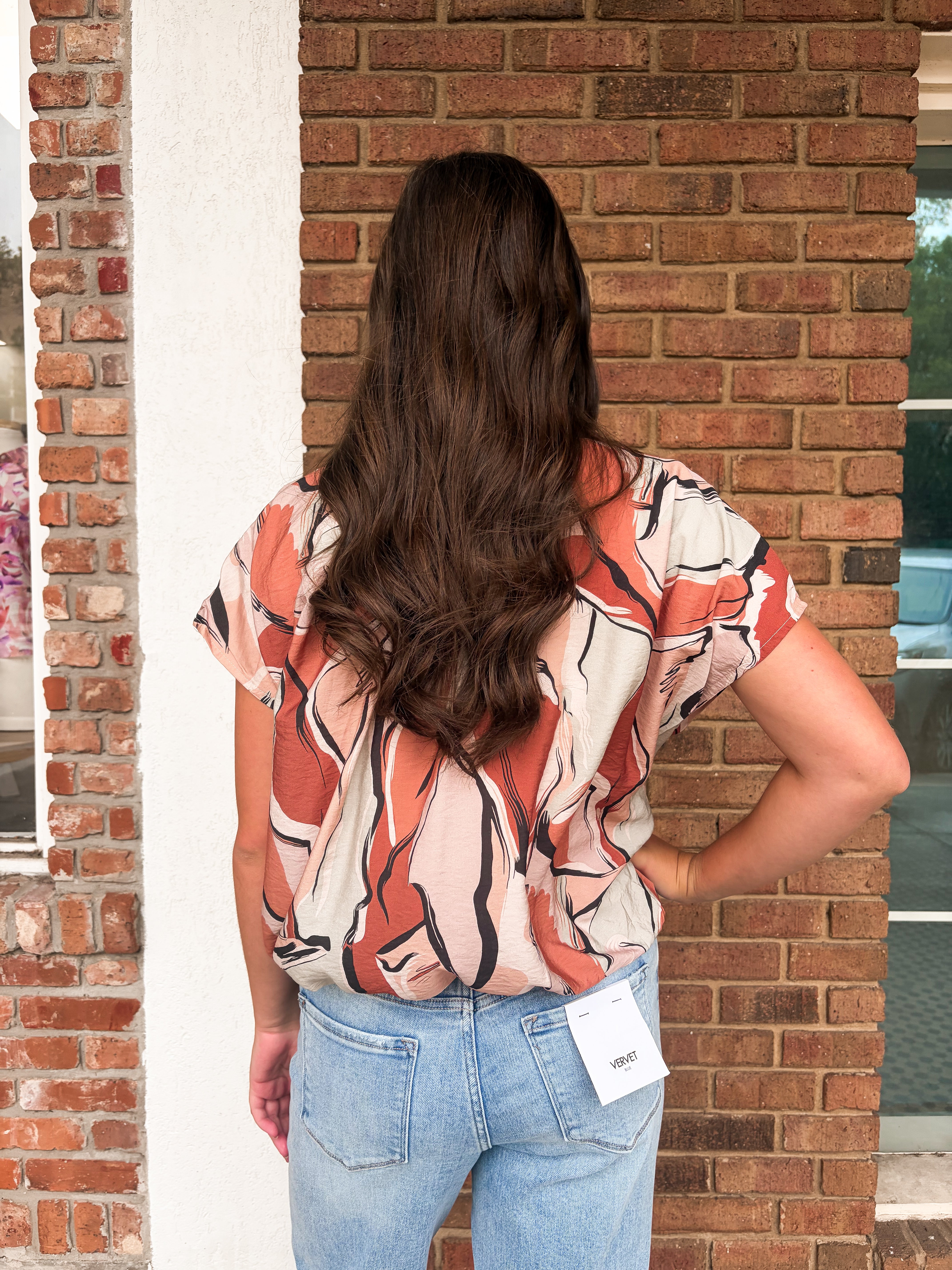 THML: Addi Brown Puff Sleeve Top