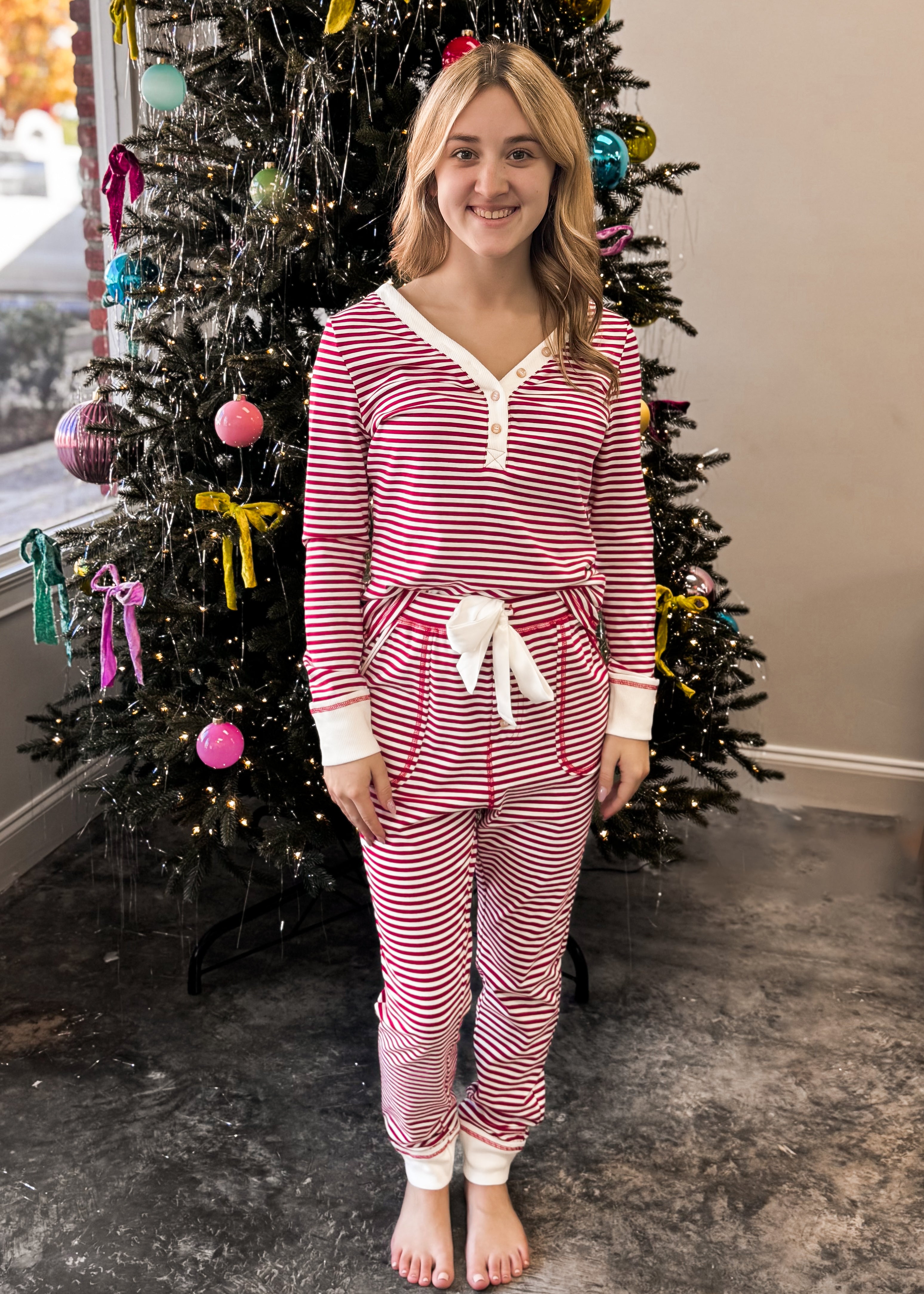Seren Striped Christmas Pajama Set
