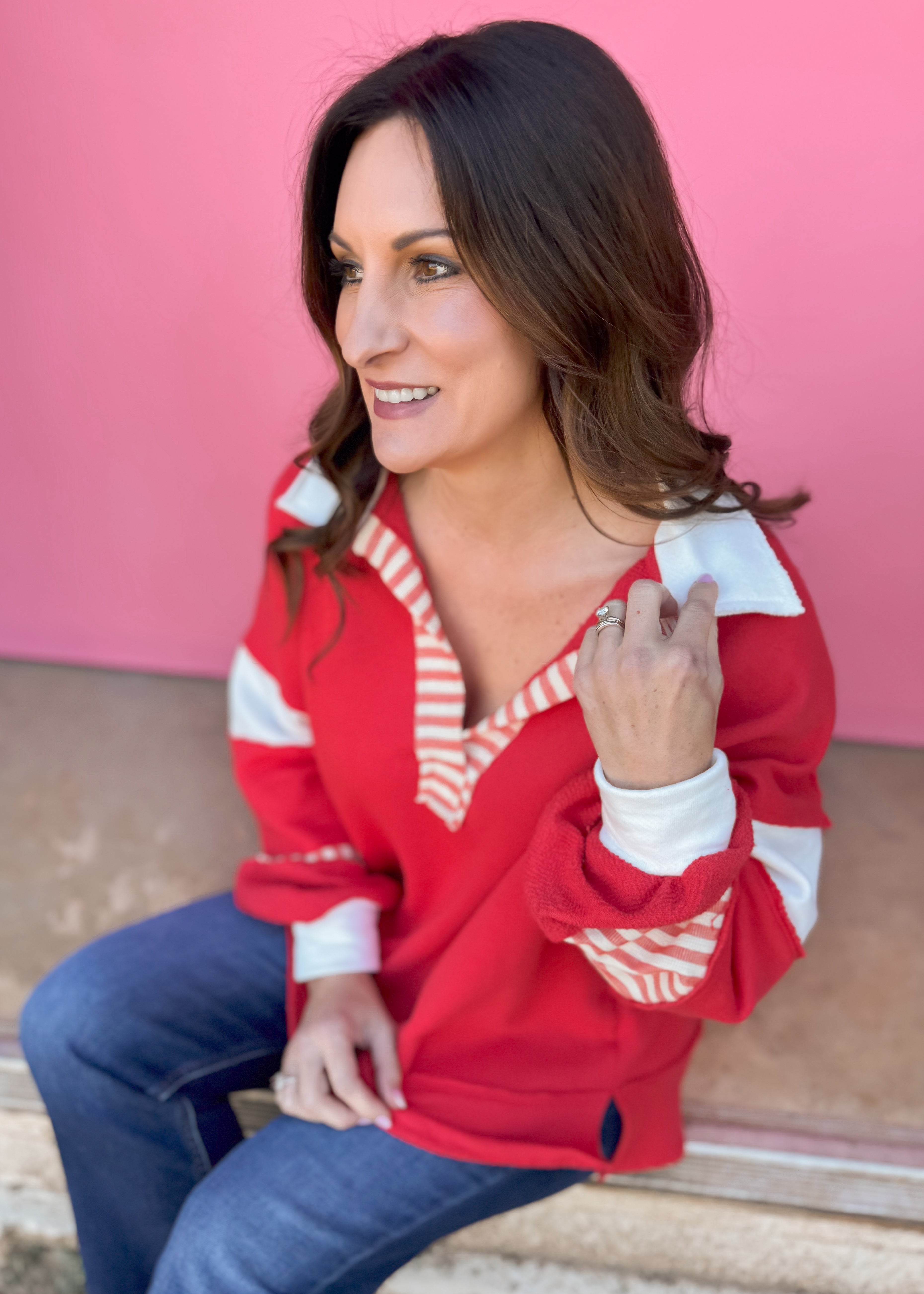 NEW COLOR: Essential Prep Colorblock Top, Red