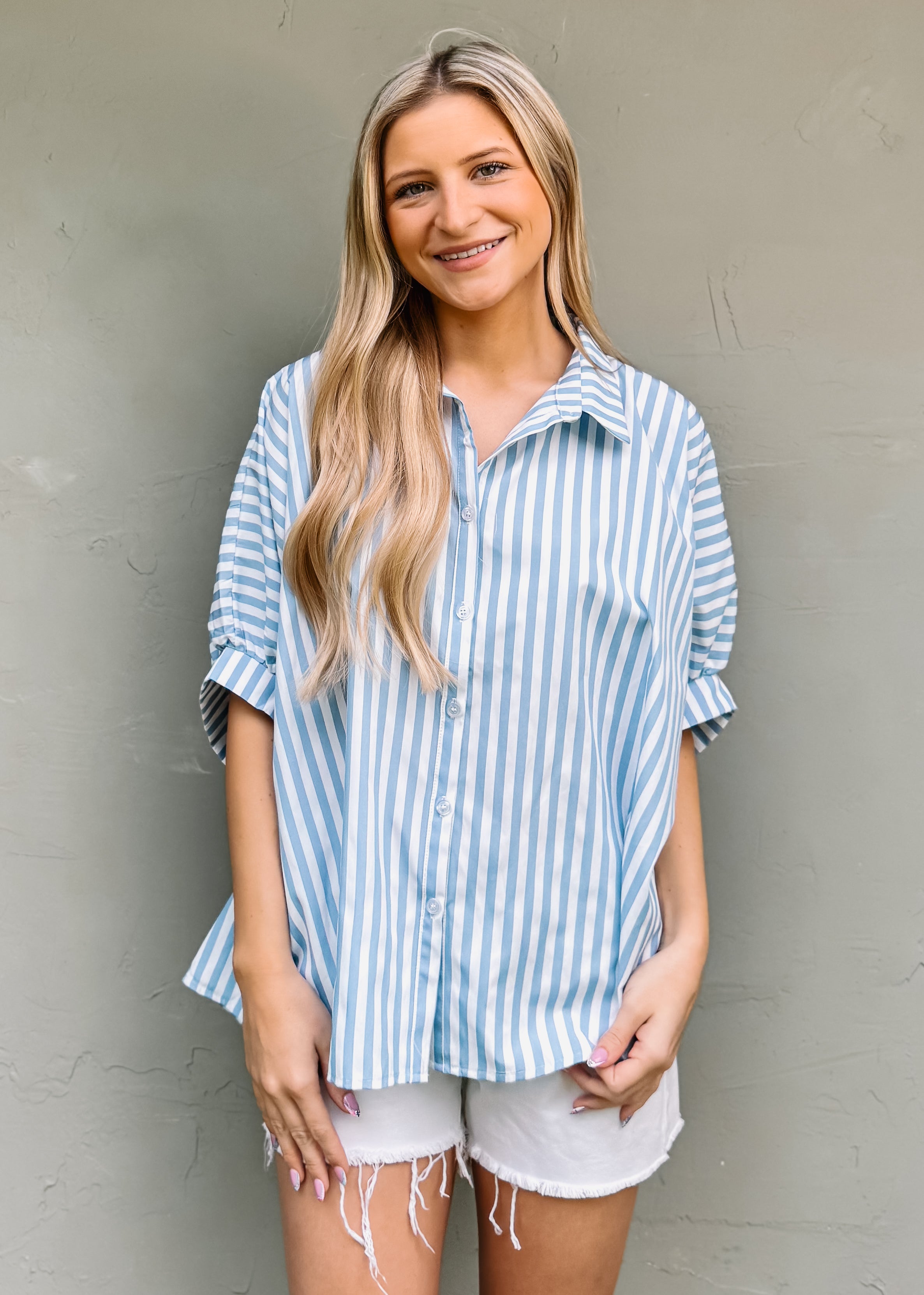 Summer Vibe Striped Shirt, Blue