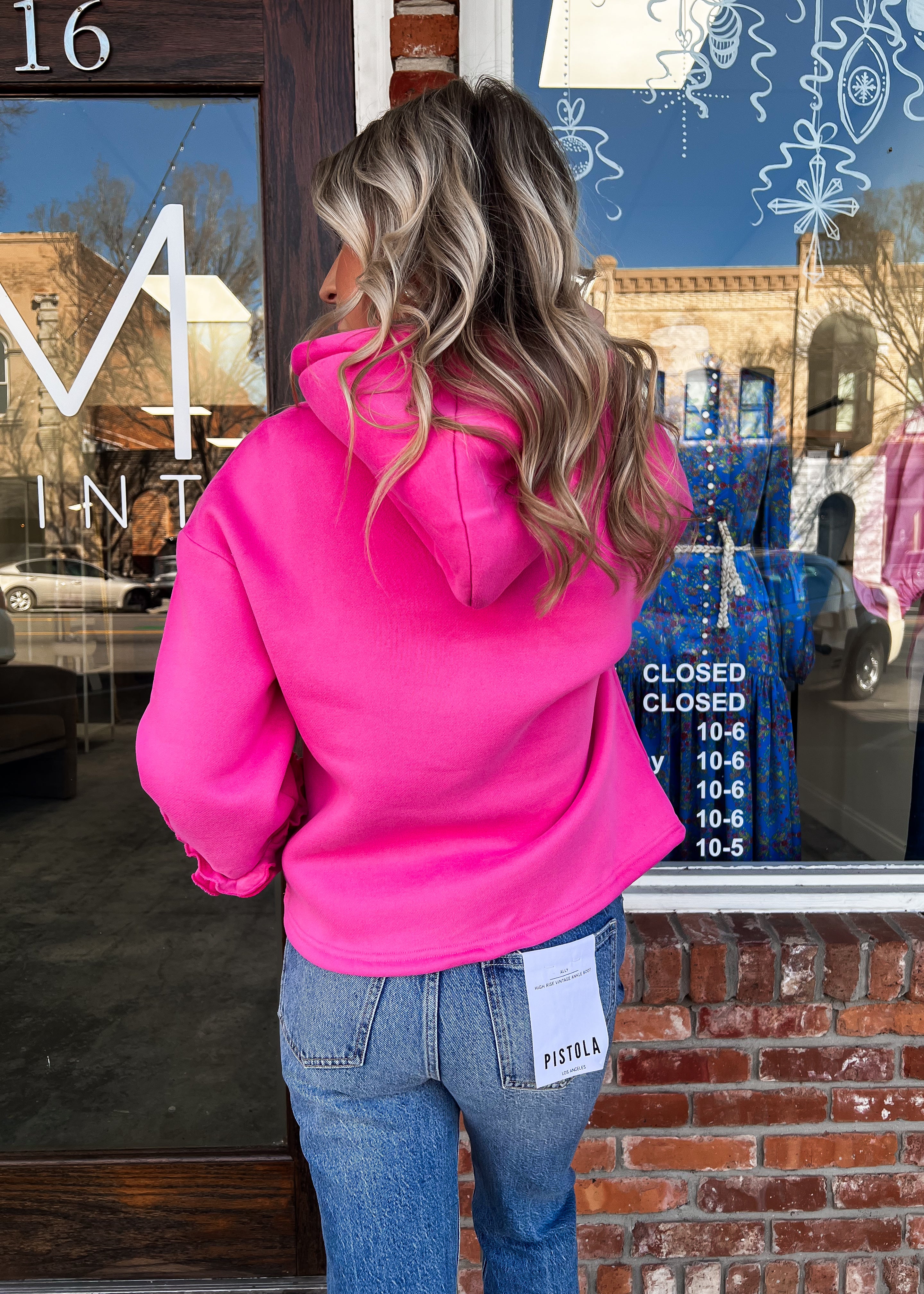 Pink Solid Hoodie With Ruffle Trim