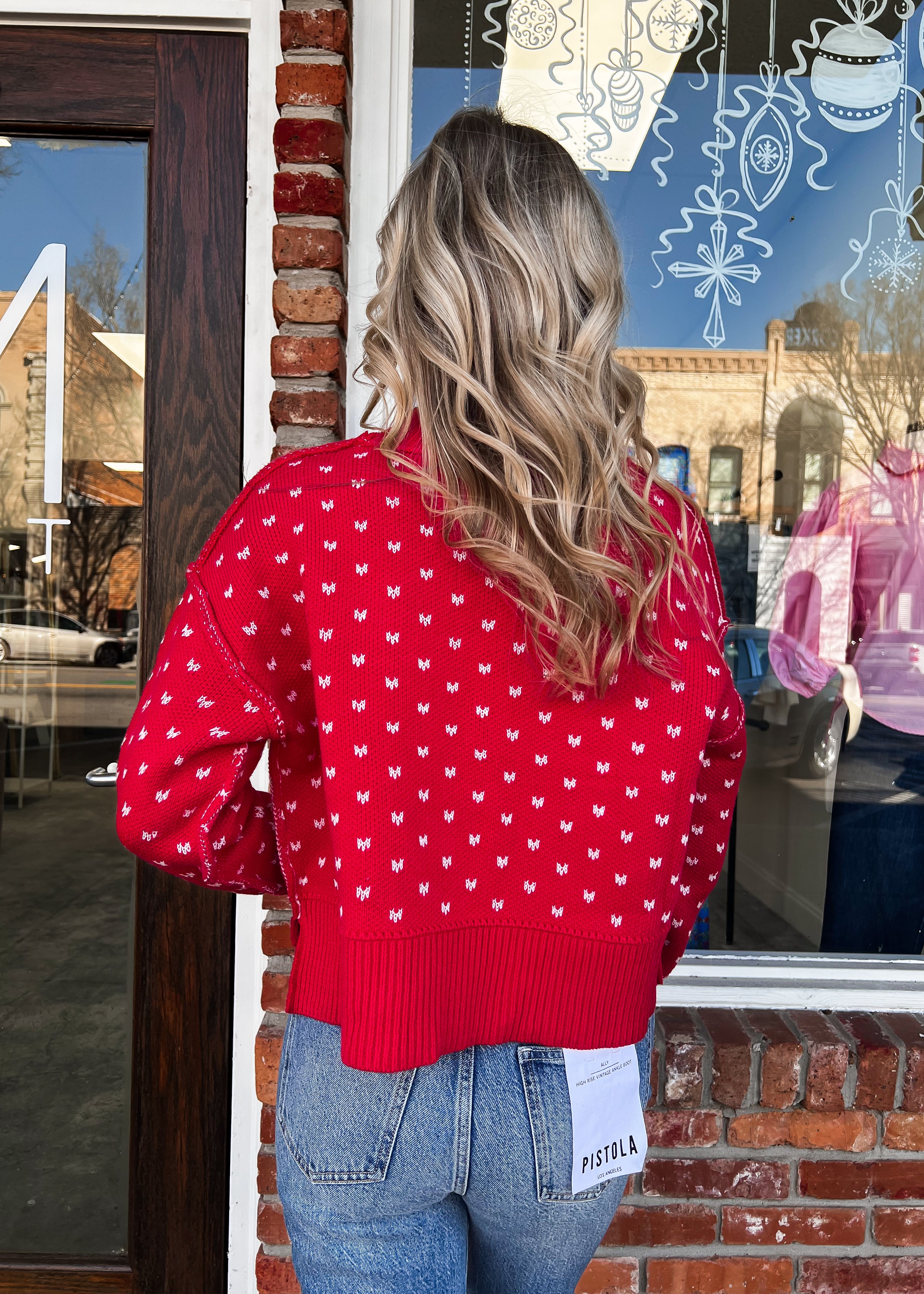 Red Micro Heart Print Sweater