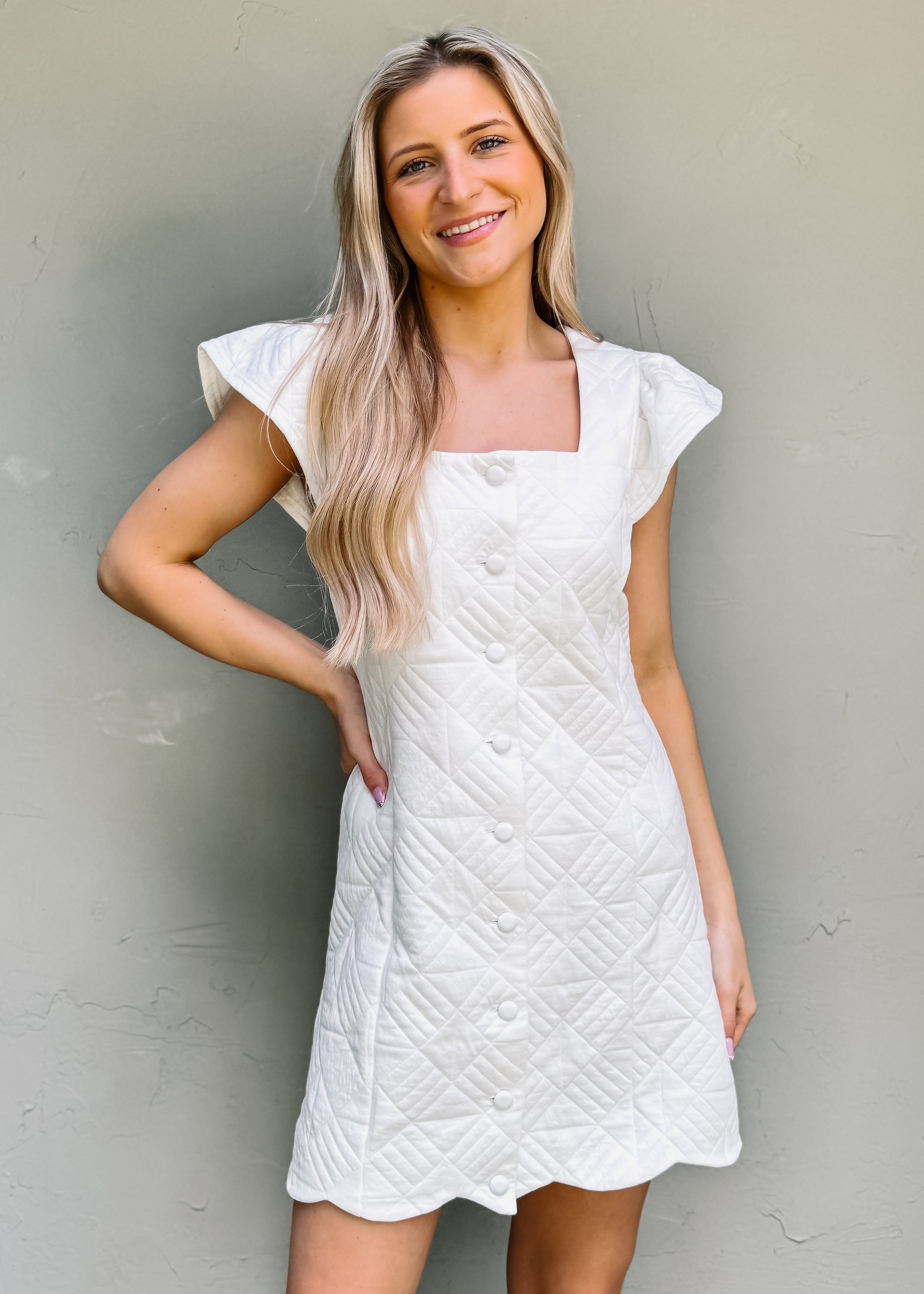 Scallop Trim Quilted Dress