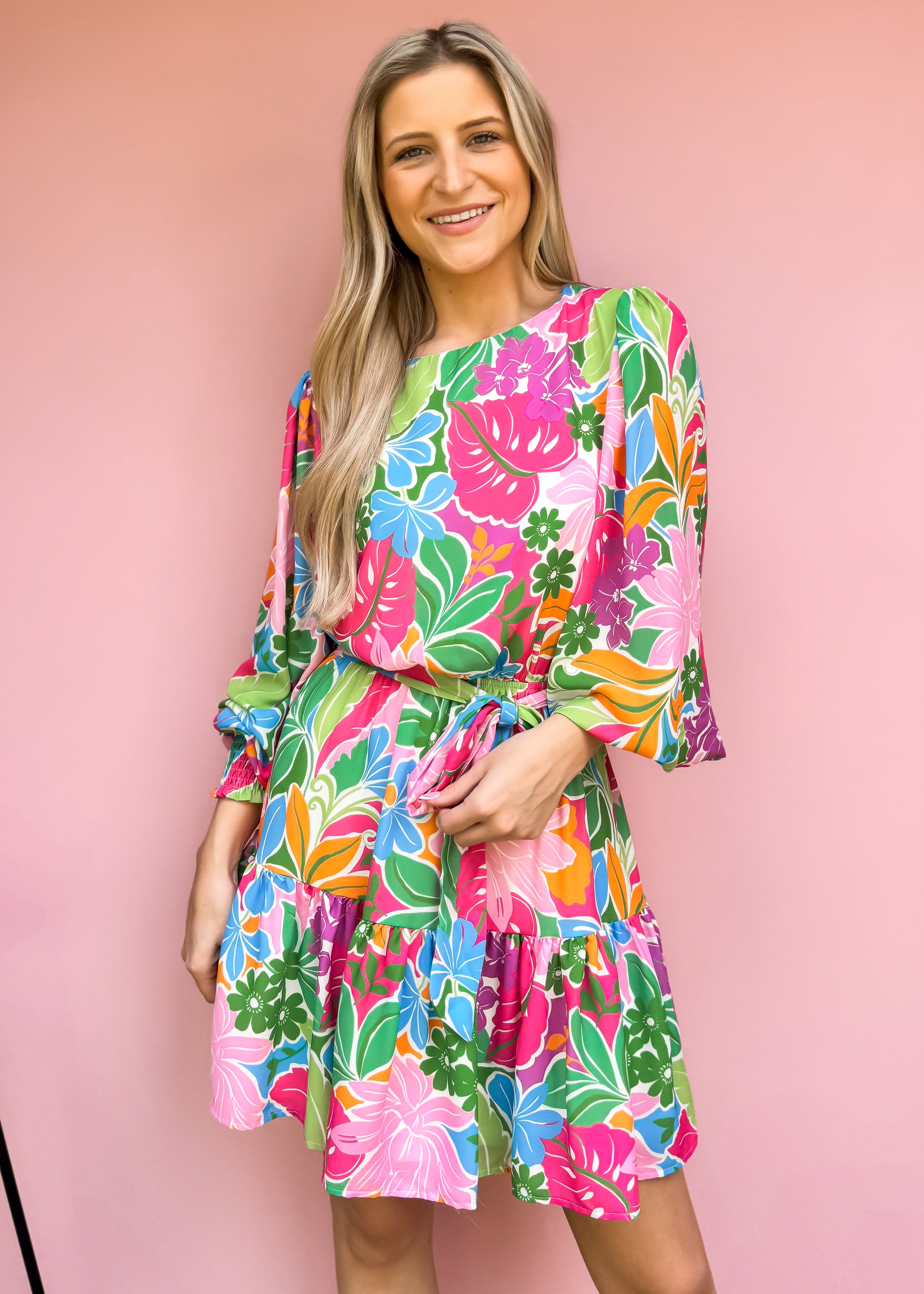 Amber Frilly Floral Dress