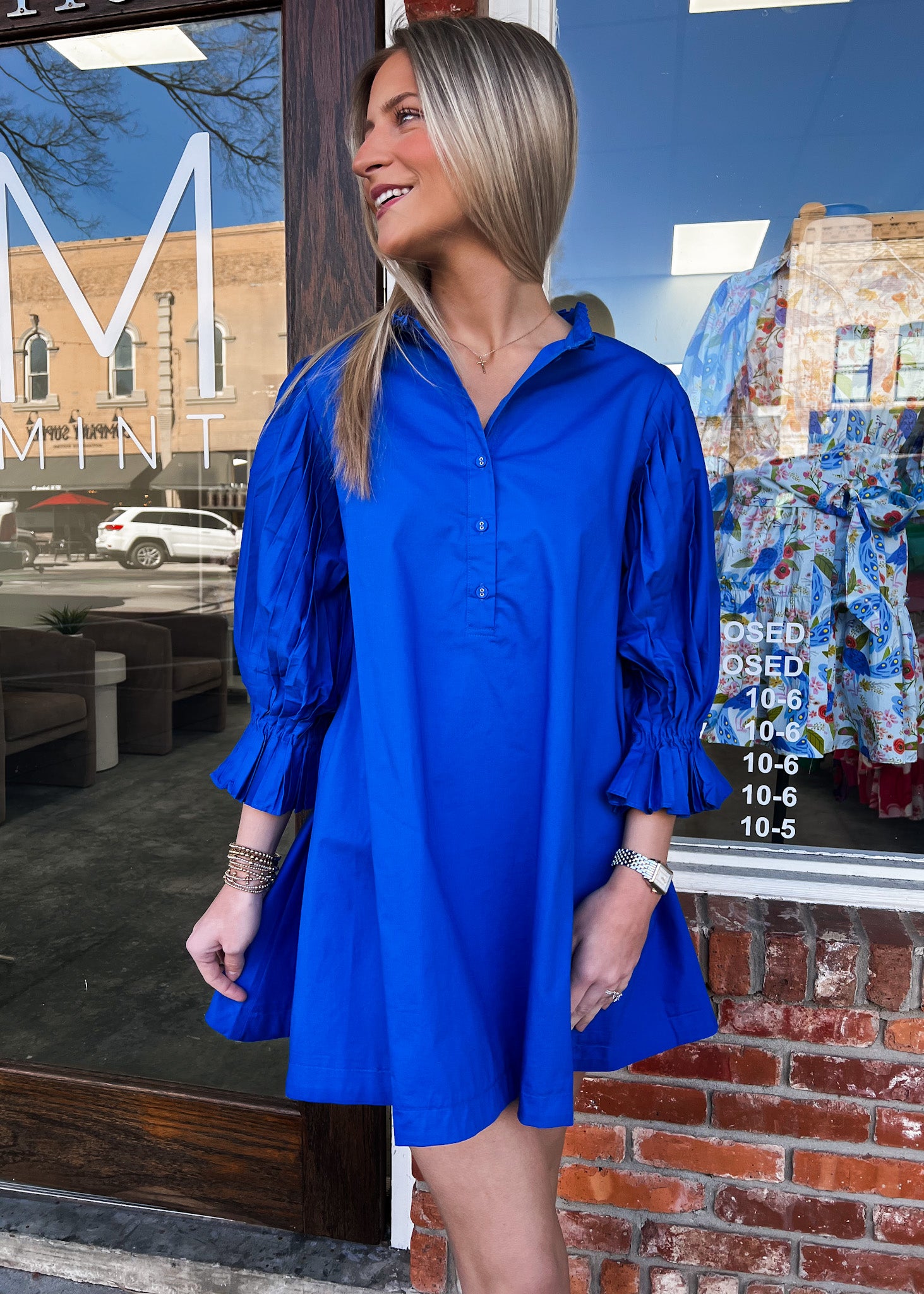 Sincerely Ours: Cobalt Poplin Dress