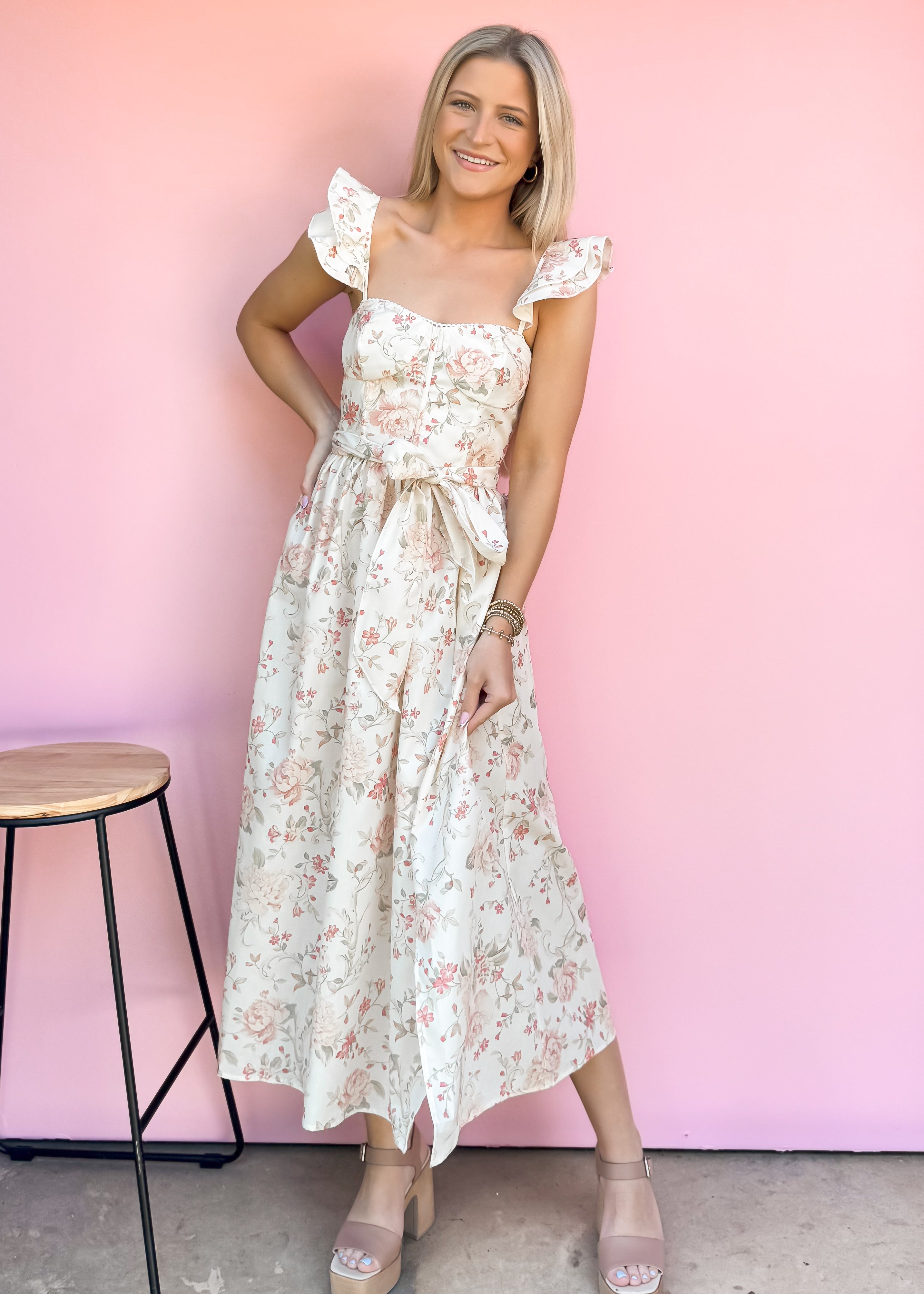 Lynne Floral Belted Dress