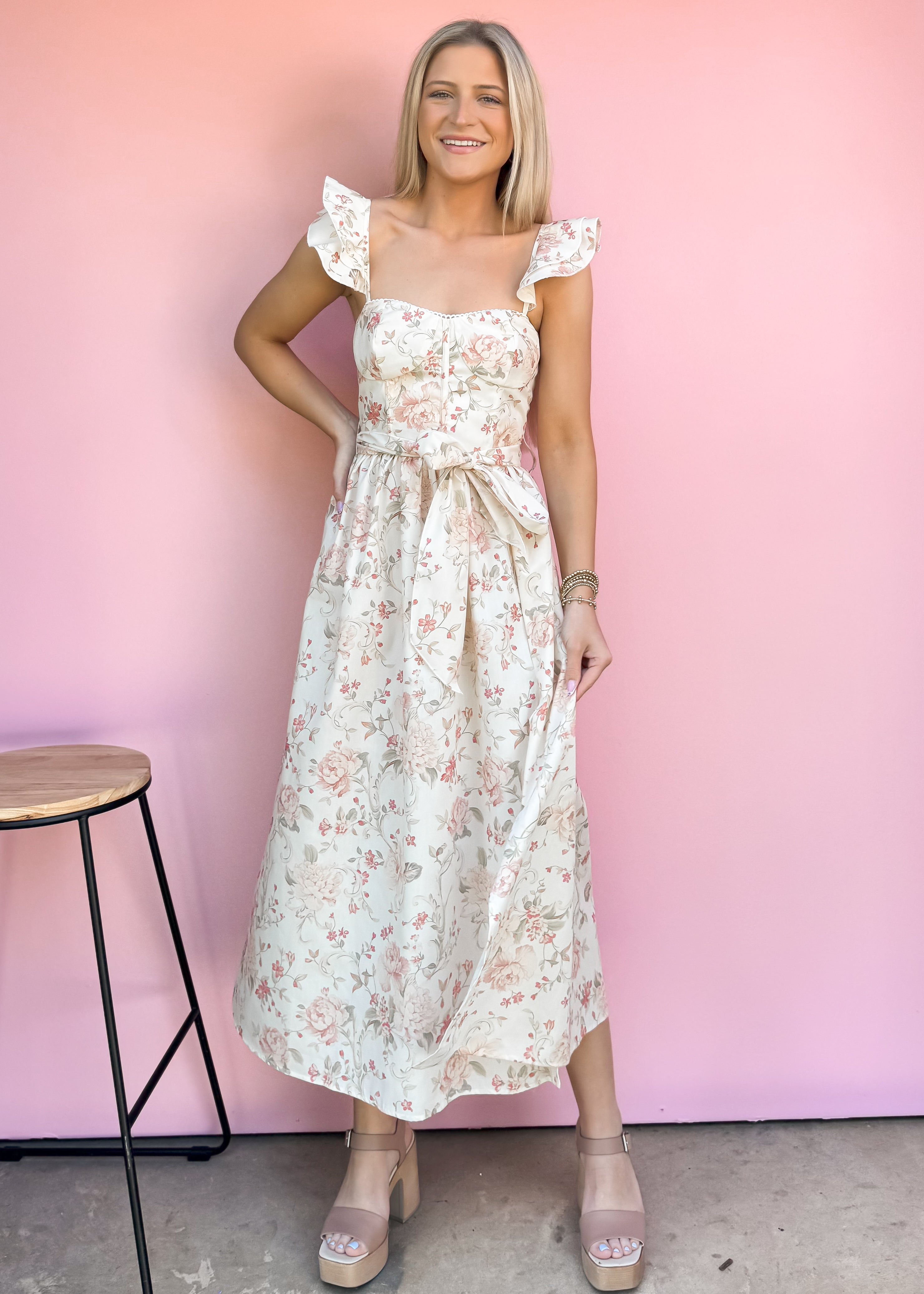 Lynne Floral Belted Dress