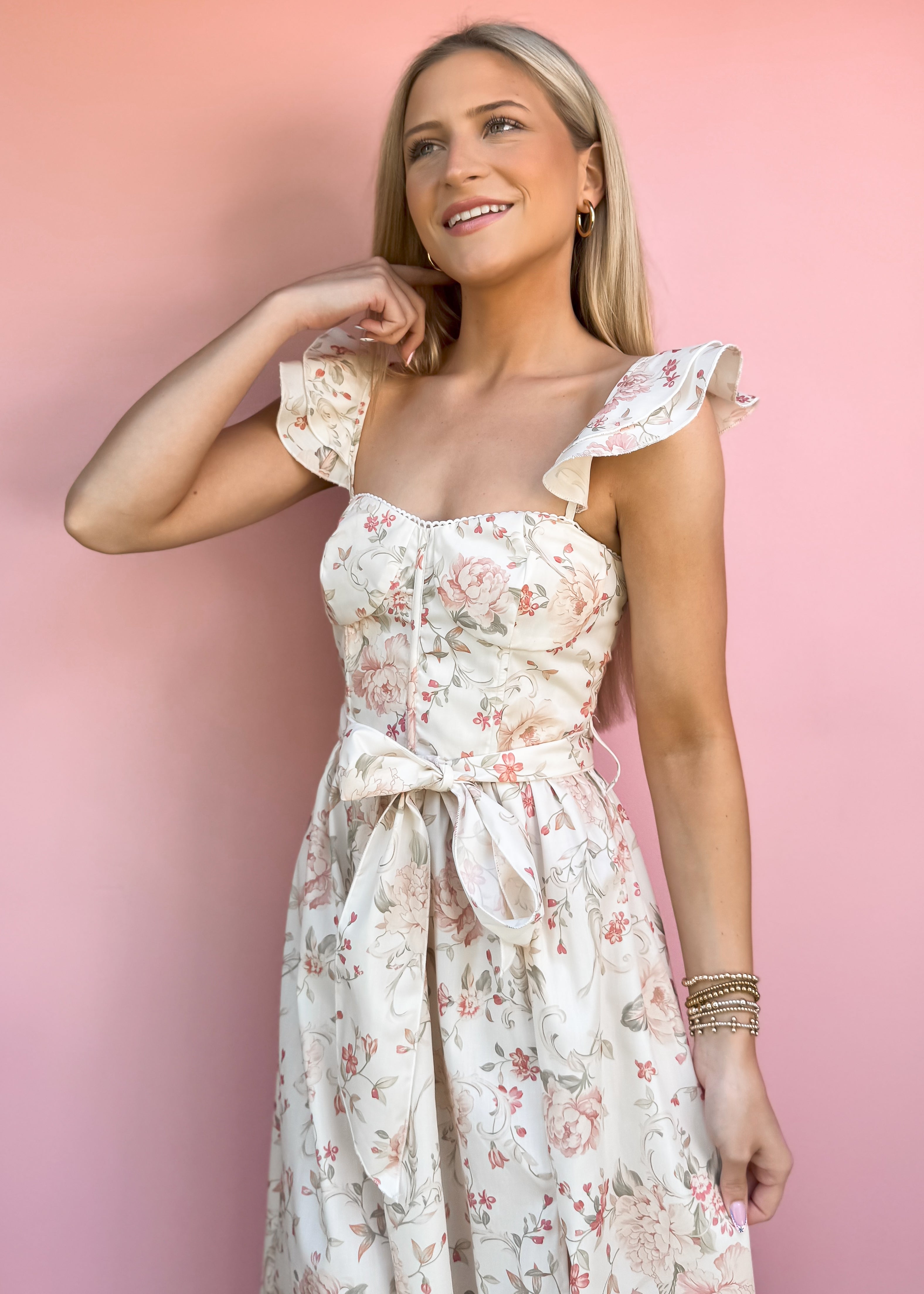 Lynne Floral Belted Dress