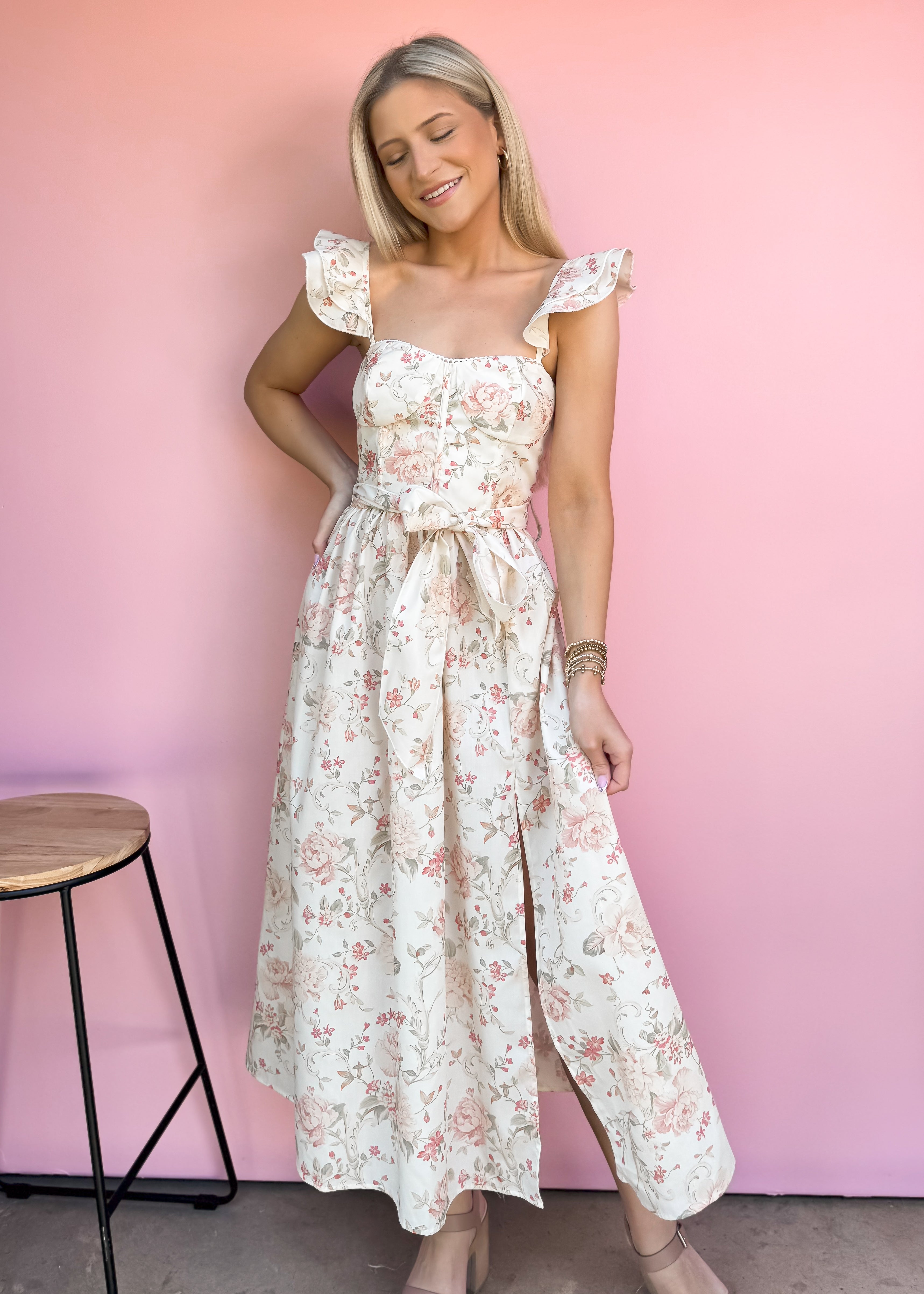 Lynne Floral Belted Dress