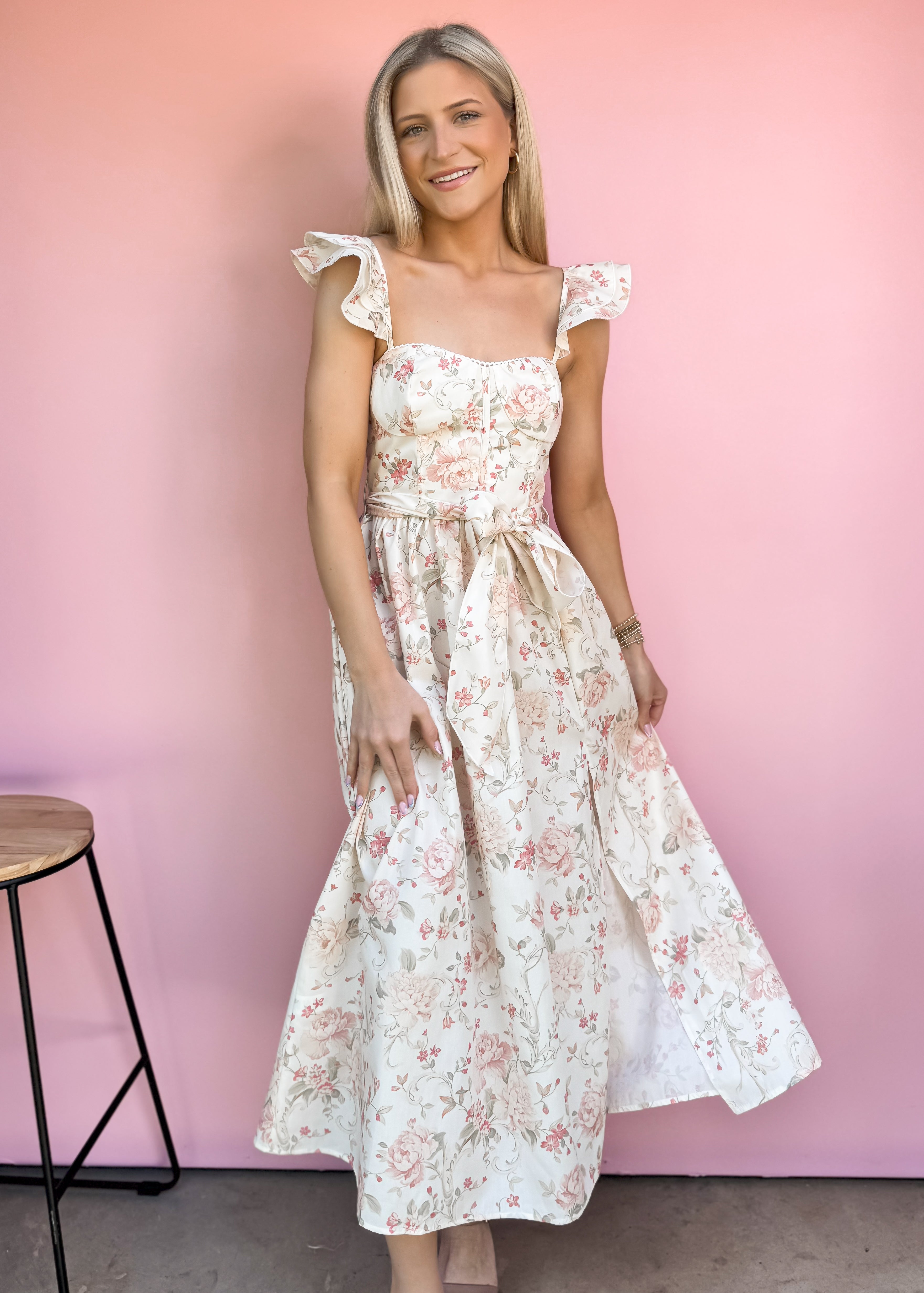 Lynne Floral Belted Dress