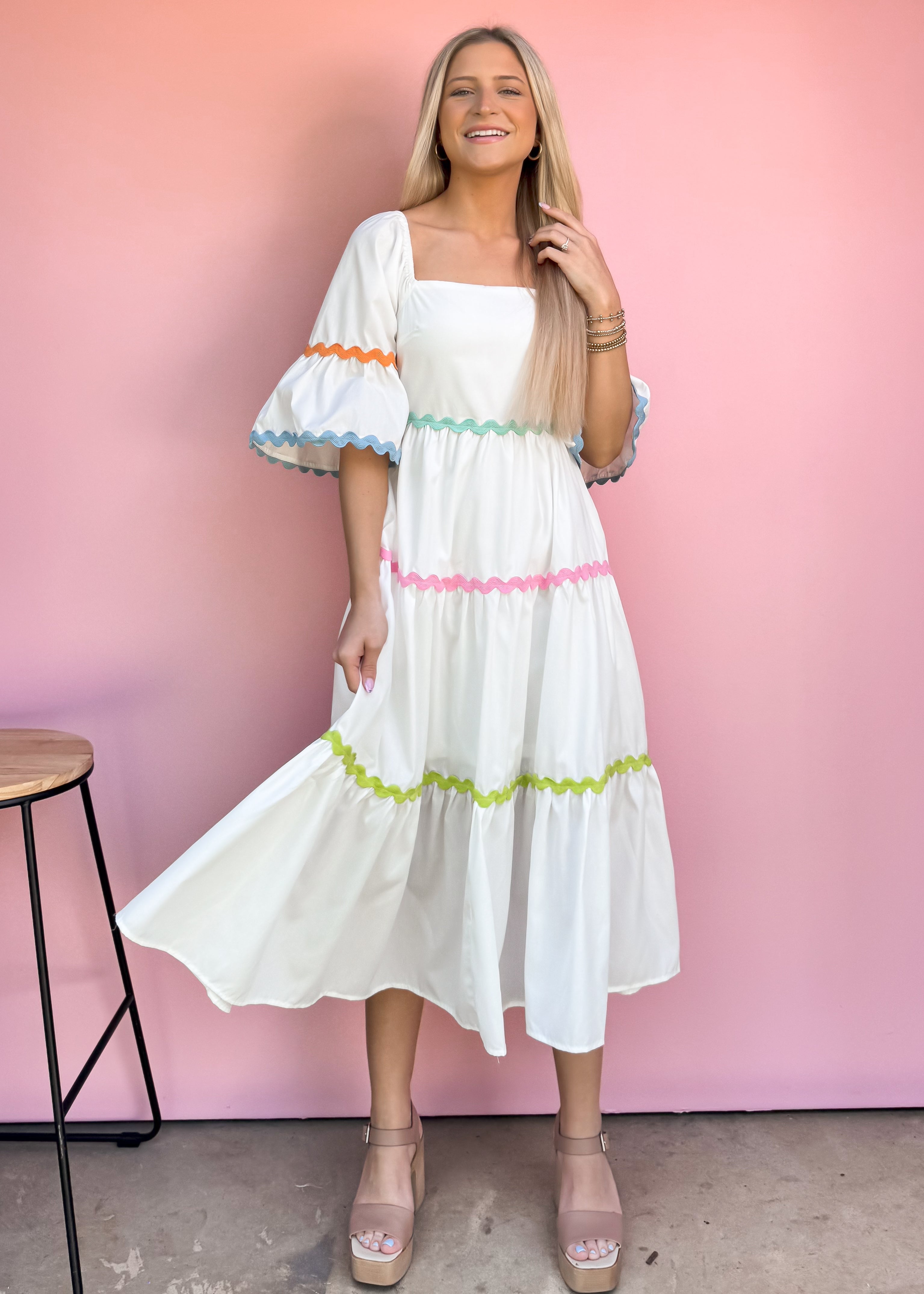 Oceans Away Ric Rac Midi Dress