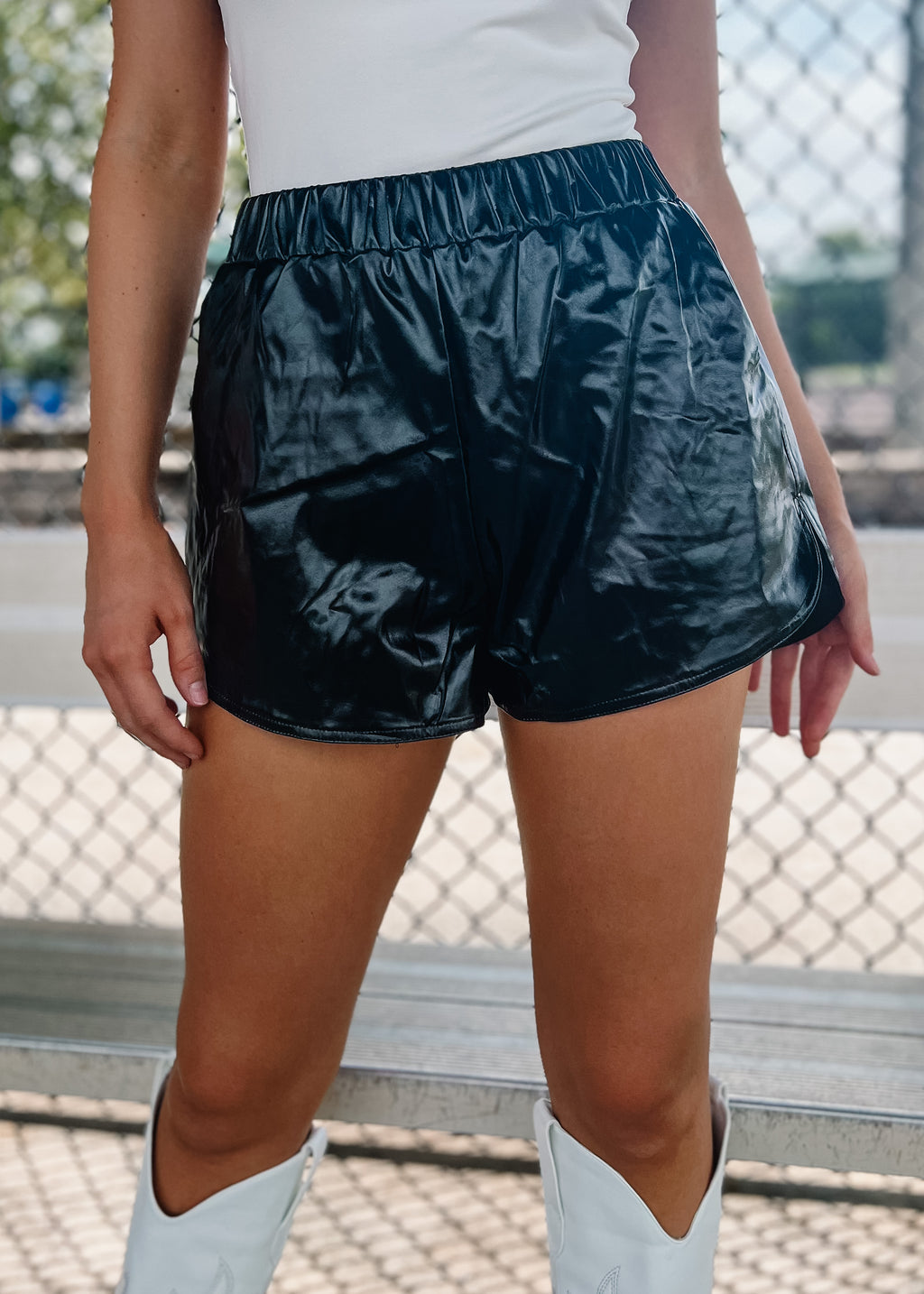 The Mint Julep Boutique Read The Room Vegan Leather Shorts