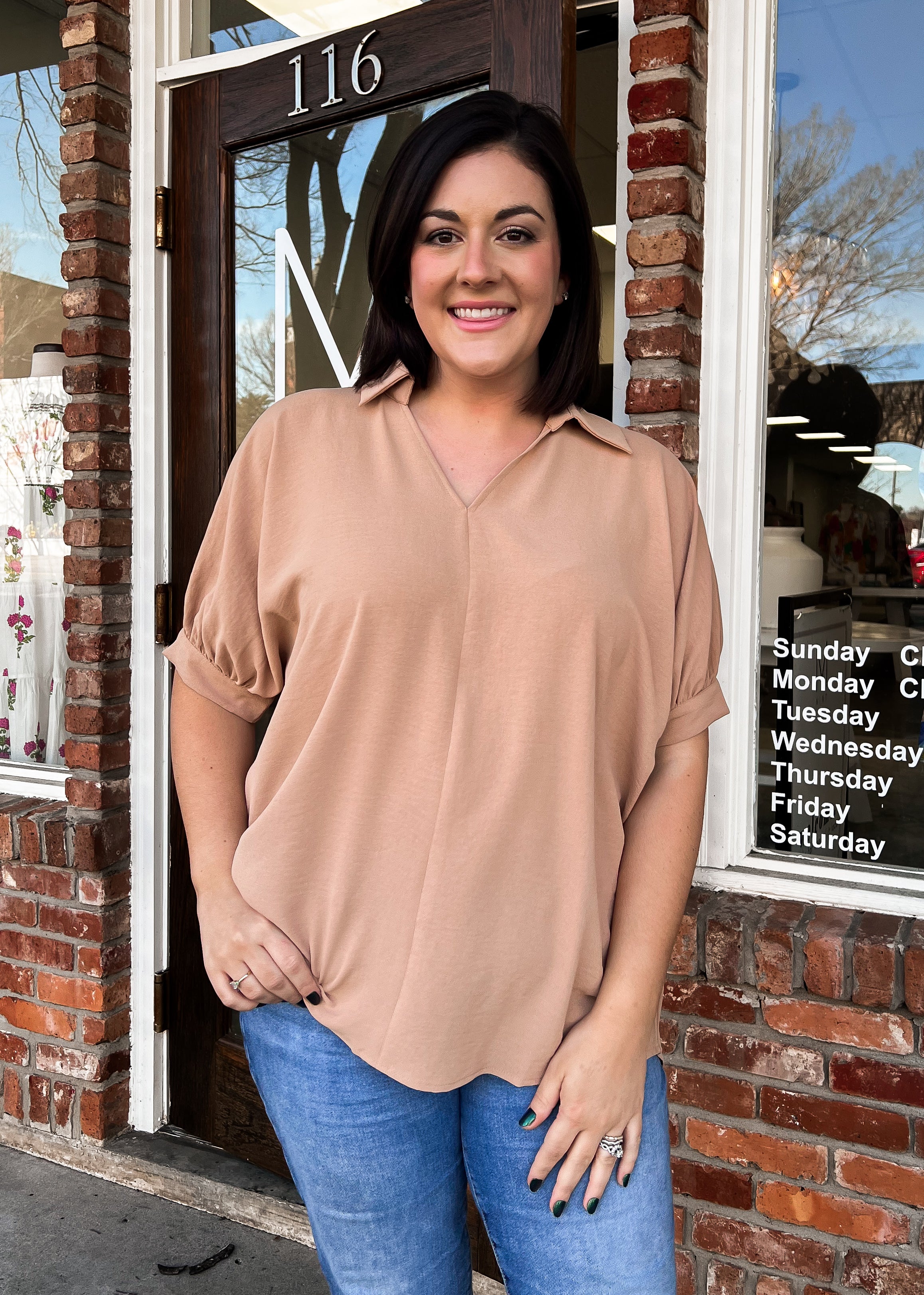 Quinn Silky Blouse - Latte