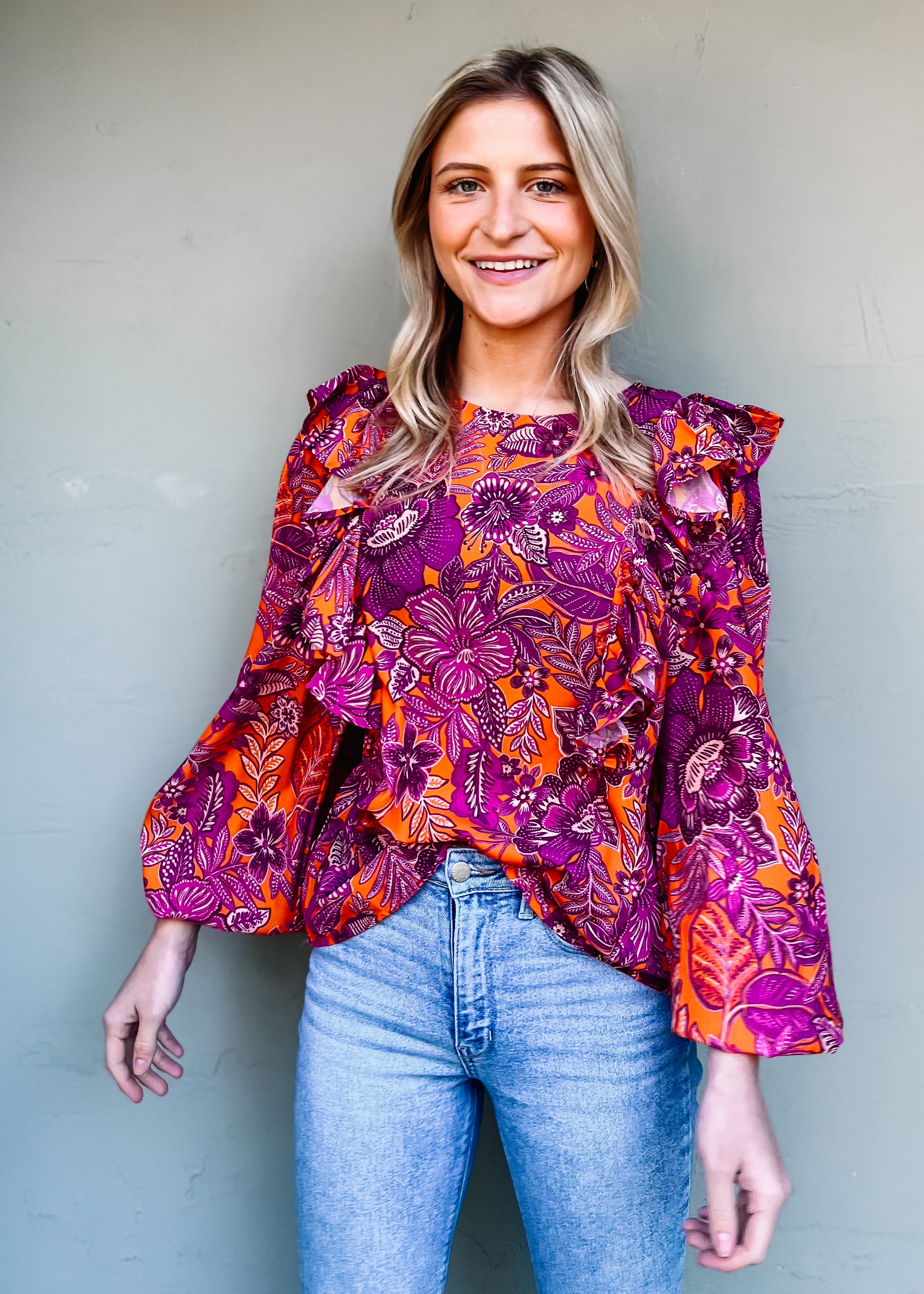 All In Floral Top with Ruffles
