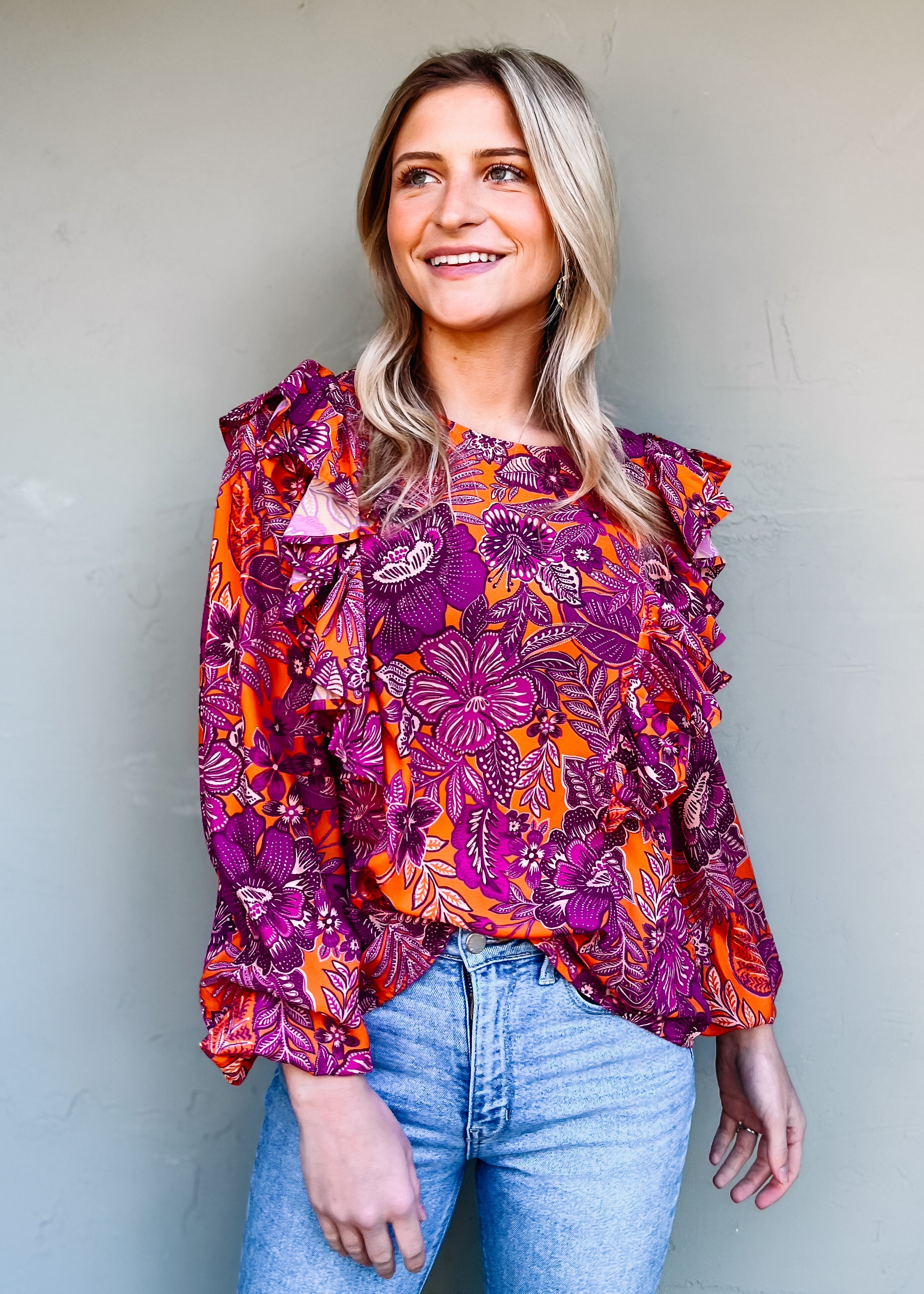 All In Floral Top with Ruffles