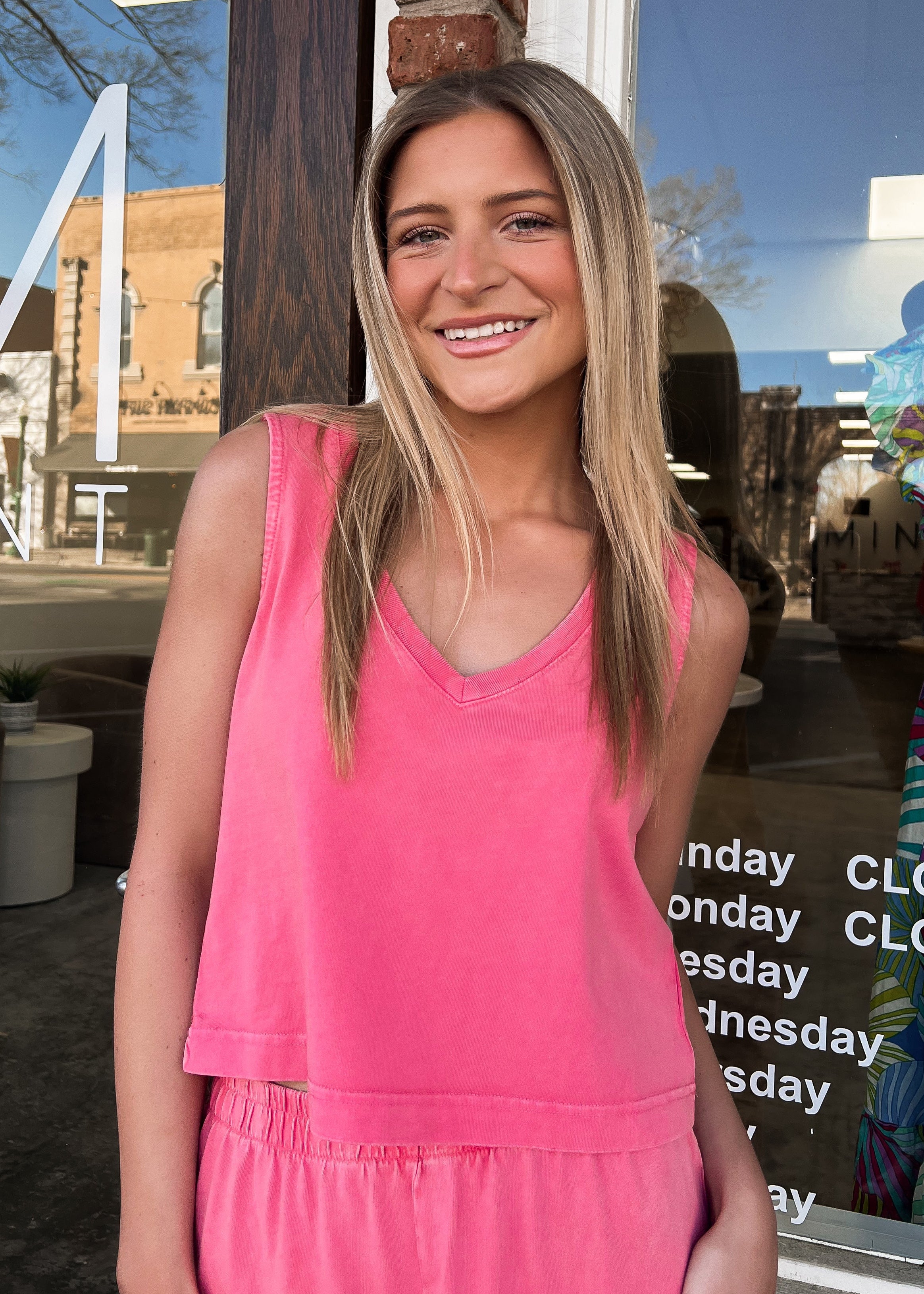 Z Supply: Sloane V-neck Top, Sunset Pink