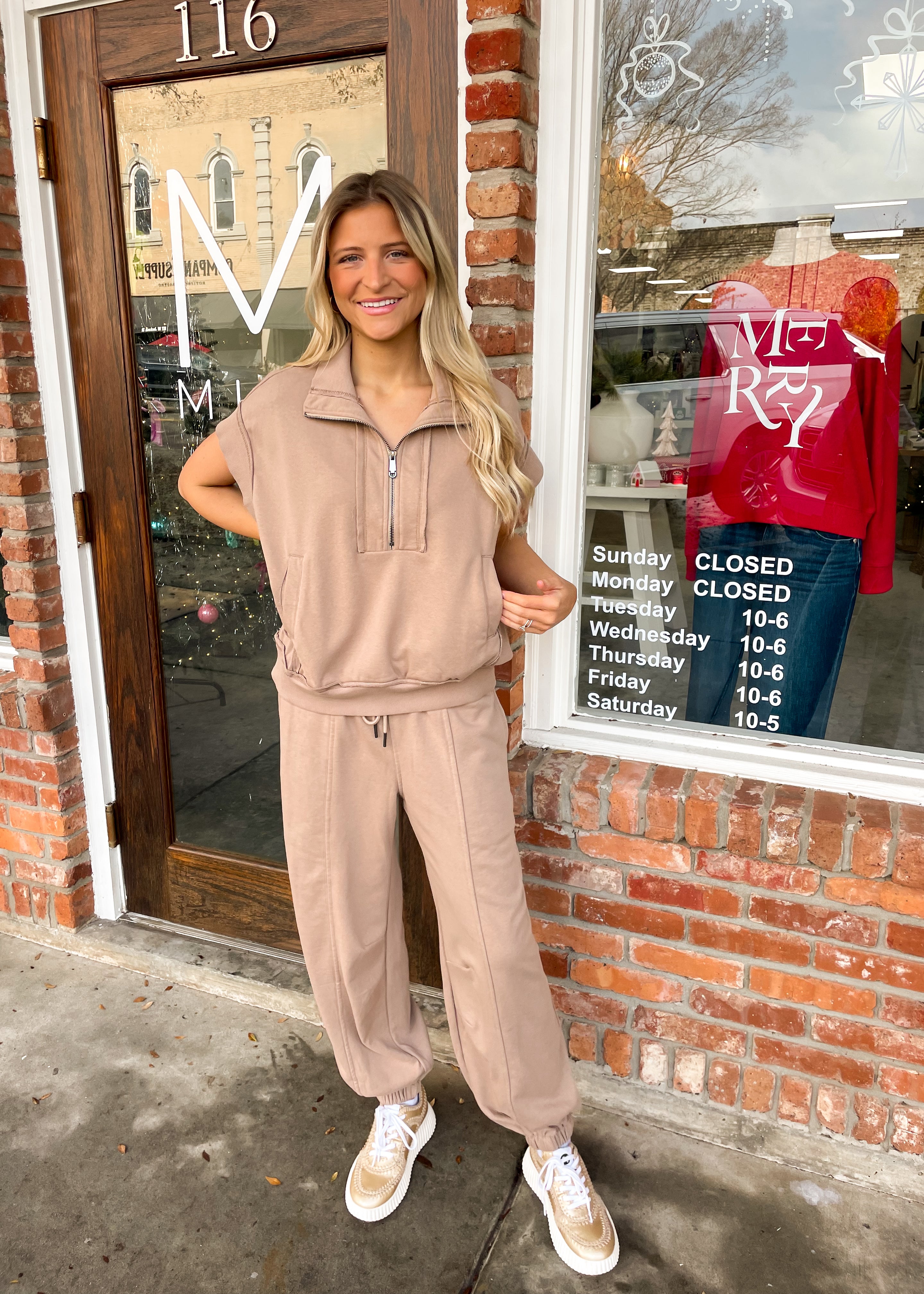 Light Mocha Half Zip Top