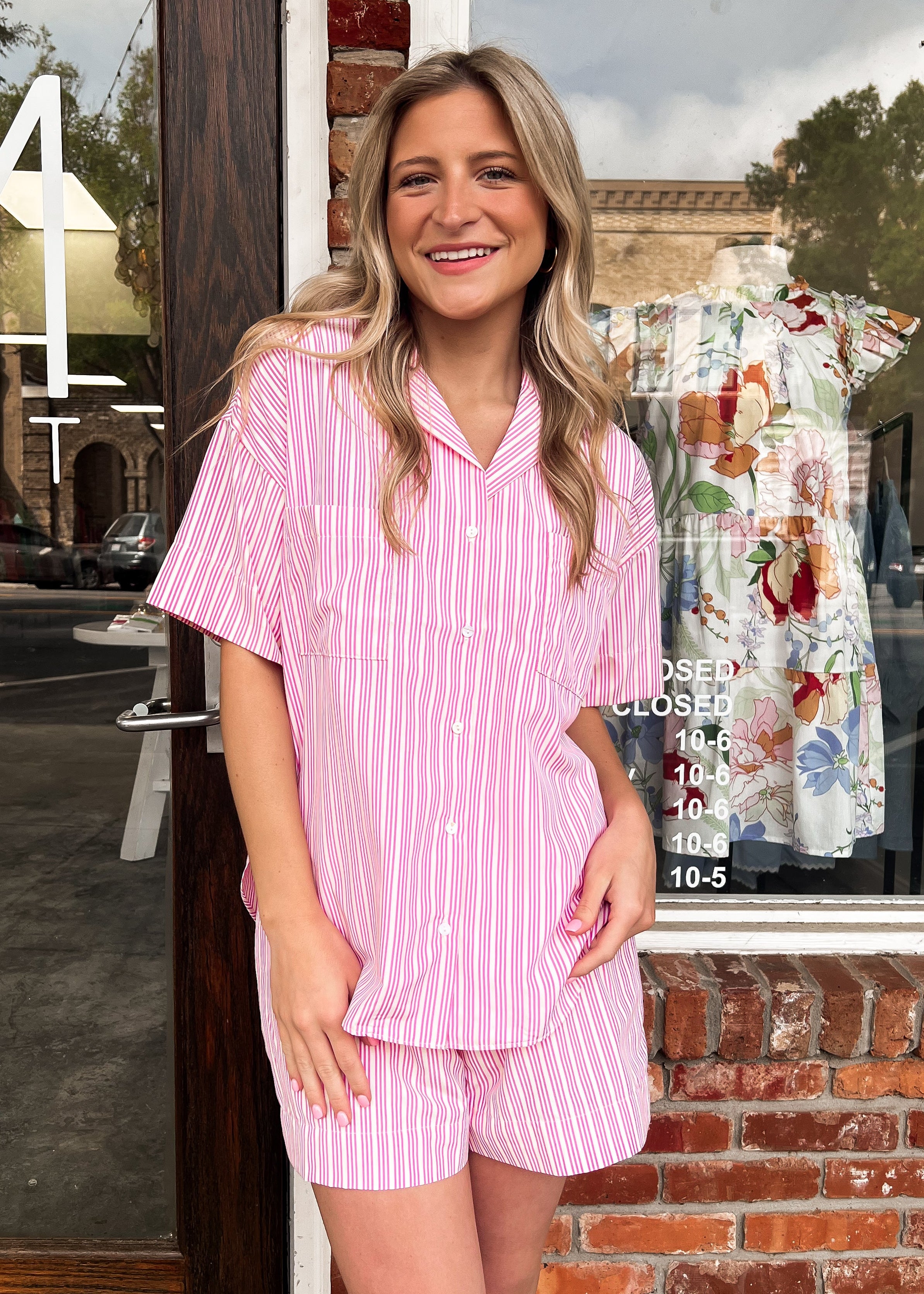 Karlie: Stripe Poplin Pocket Shorts