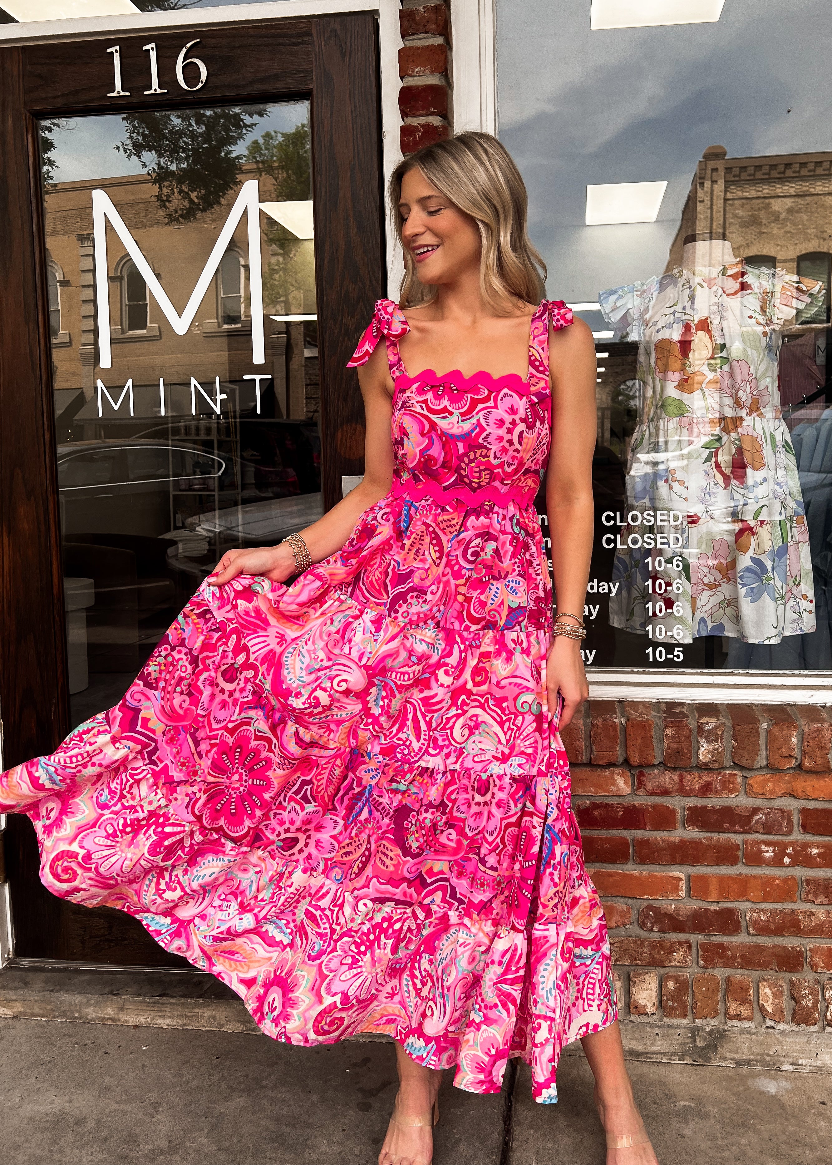 Madison Printed Woven Midi Dress