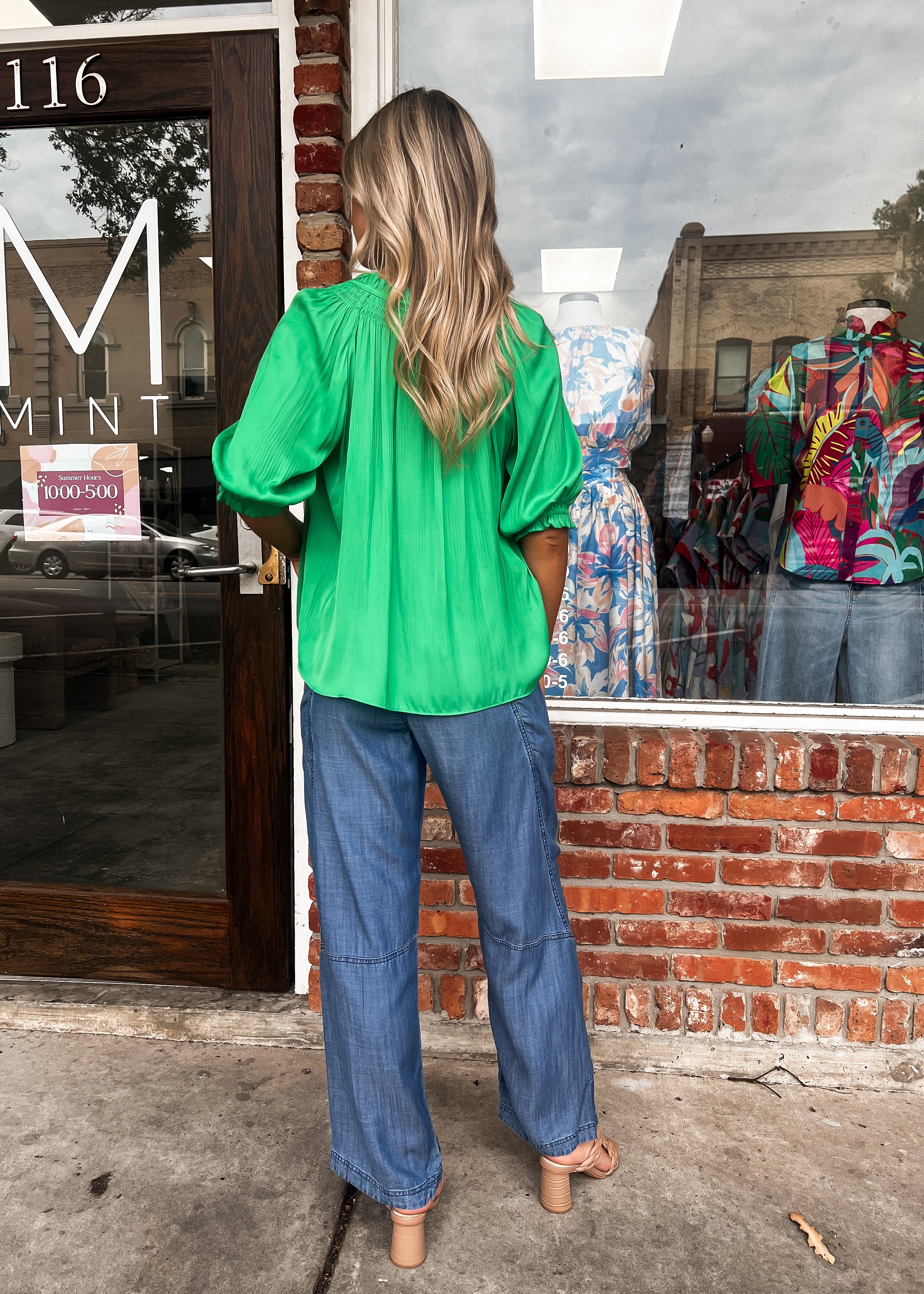 Sara Green Tie Blouse