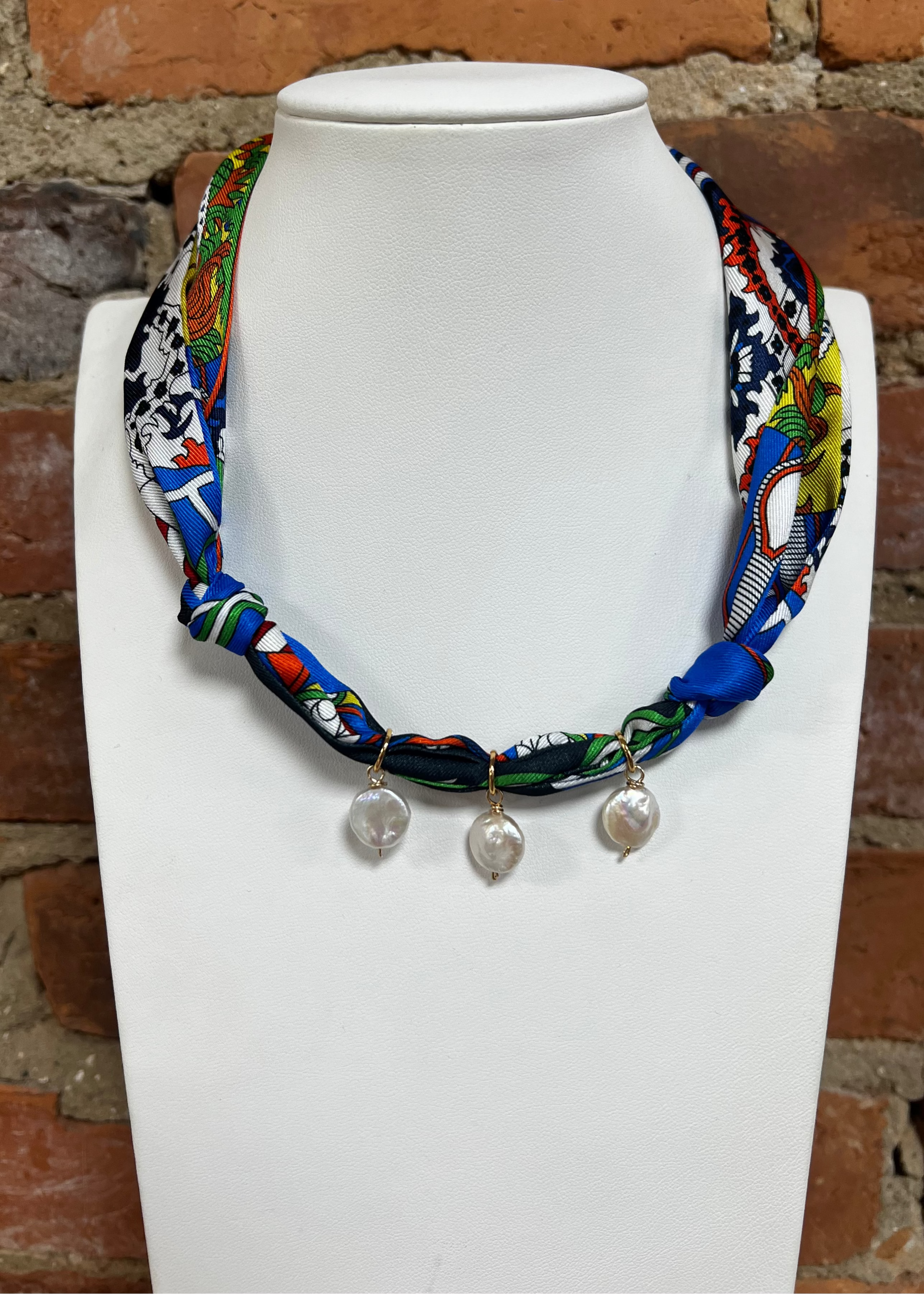 Nora James: Triple Pearl Scarf Necklace