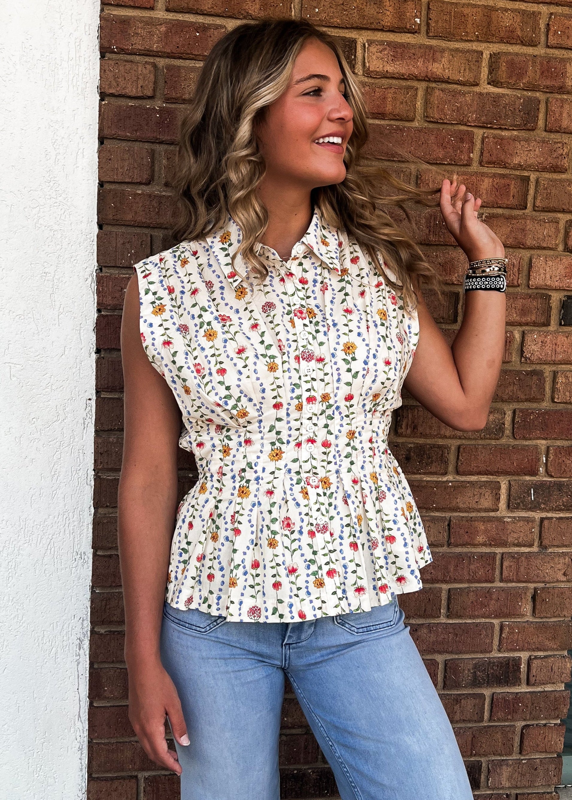 Ciera Pleated Waist Peplum Top