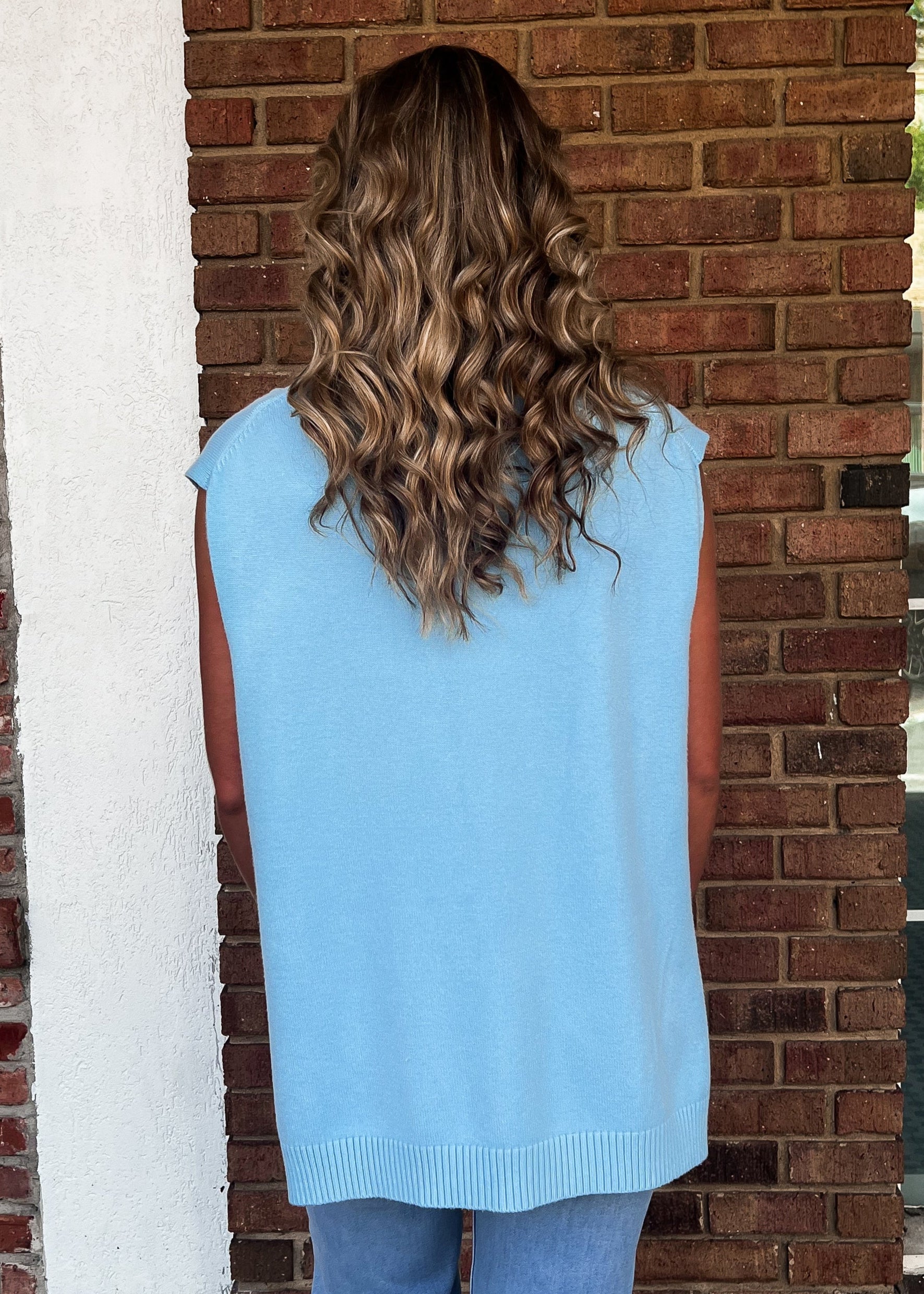 Karlie: Sleeveless Turtleneck Sweater - Blue