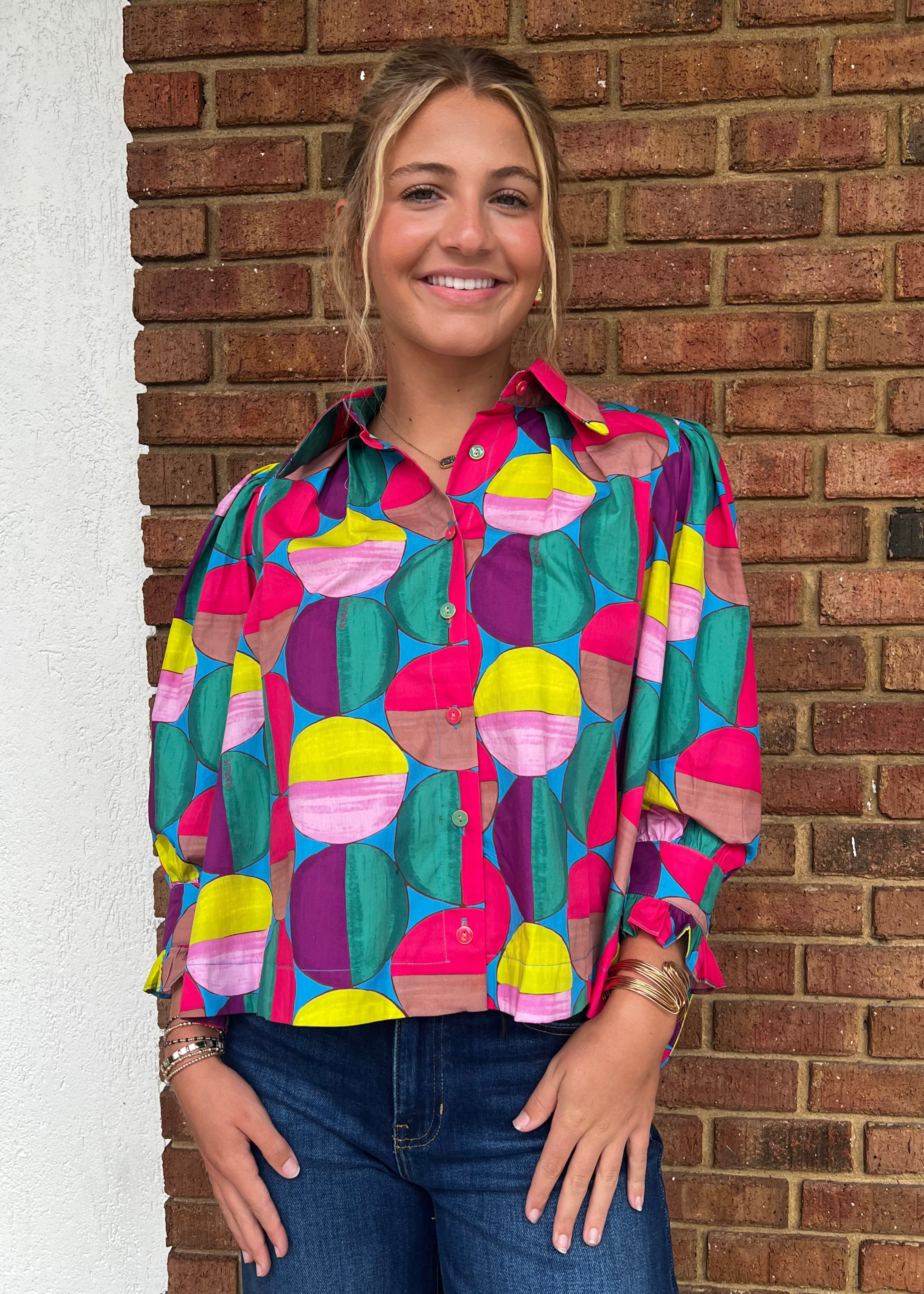 Karlie: Modern Pop Button Up Top