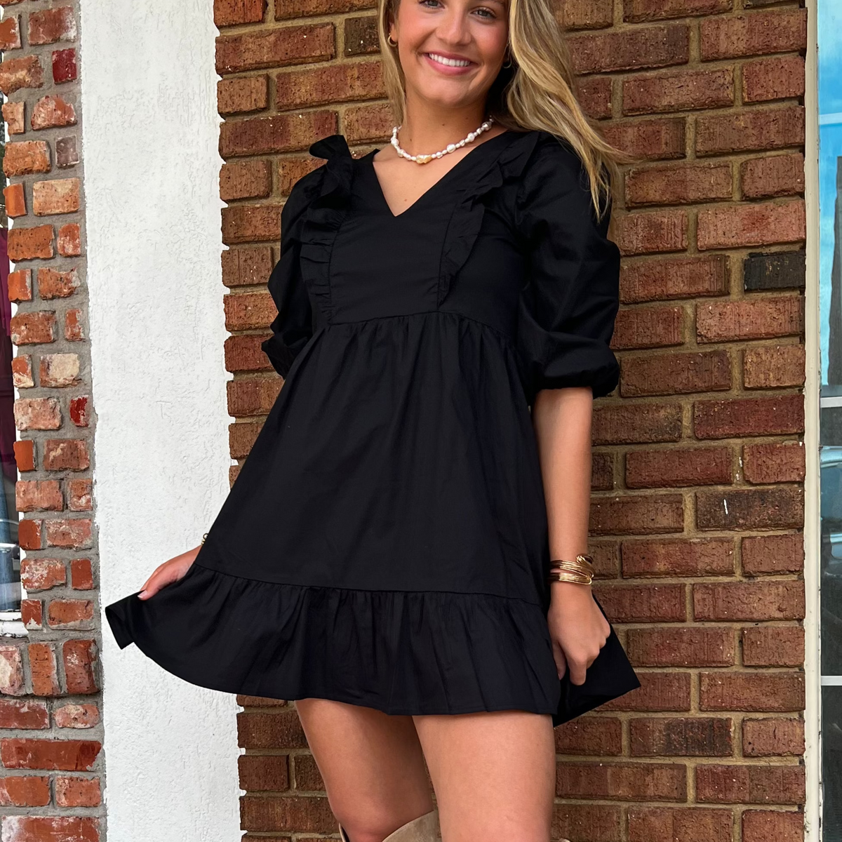 ruffle little black dress Off The Shoulder Ruffle Panel Detail Mini Dress In Black | EGO US