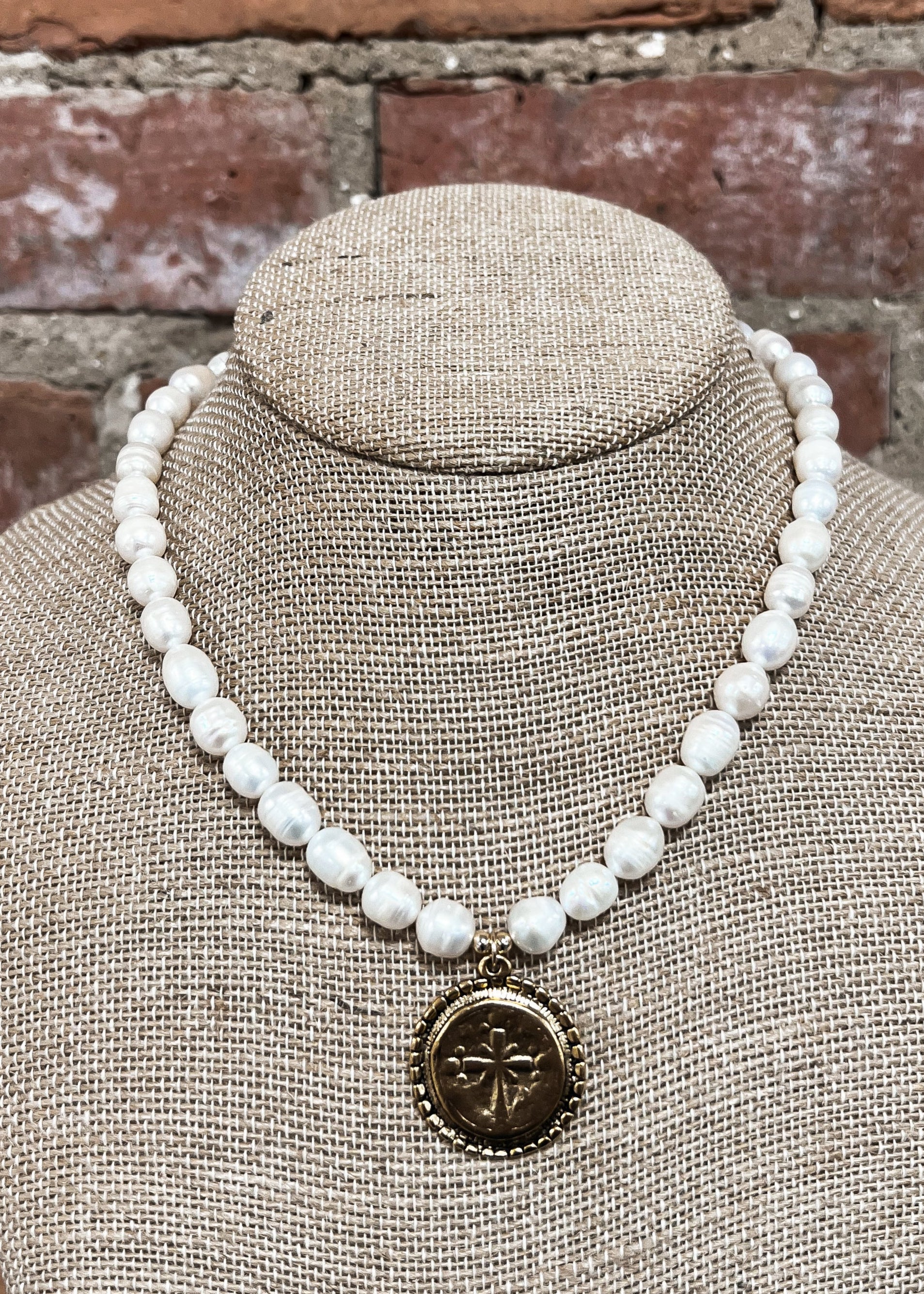 Nora James: Pearl Necklace with Cross