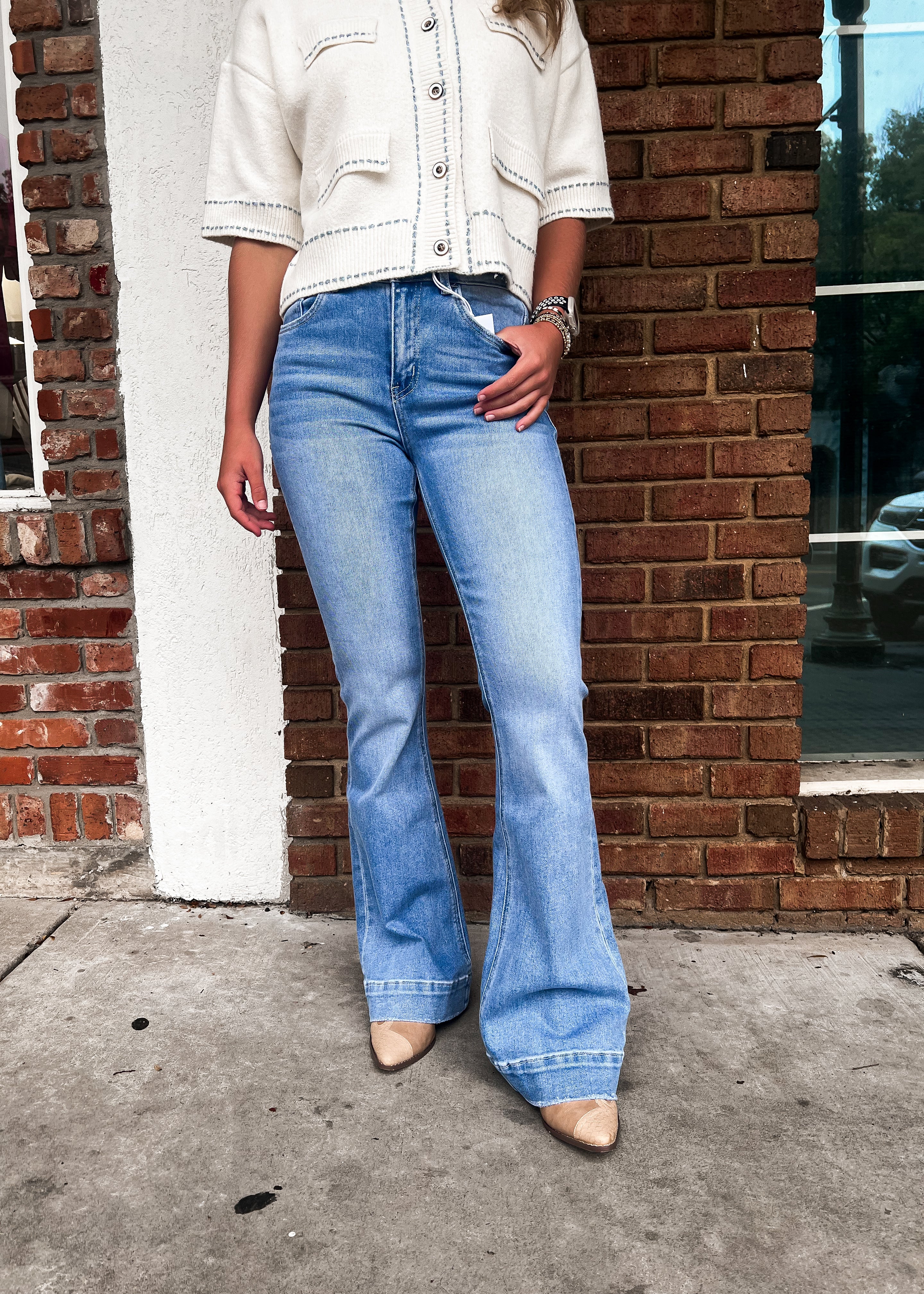 Kylee High Rise Full Length Flare Jeans