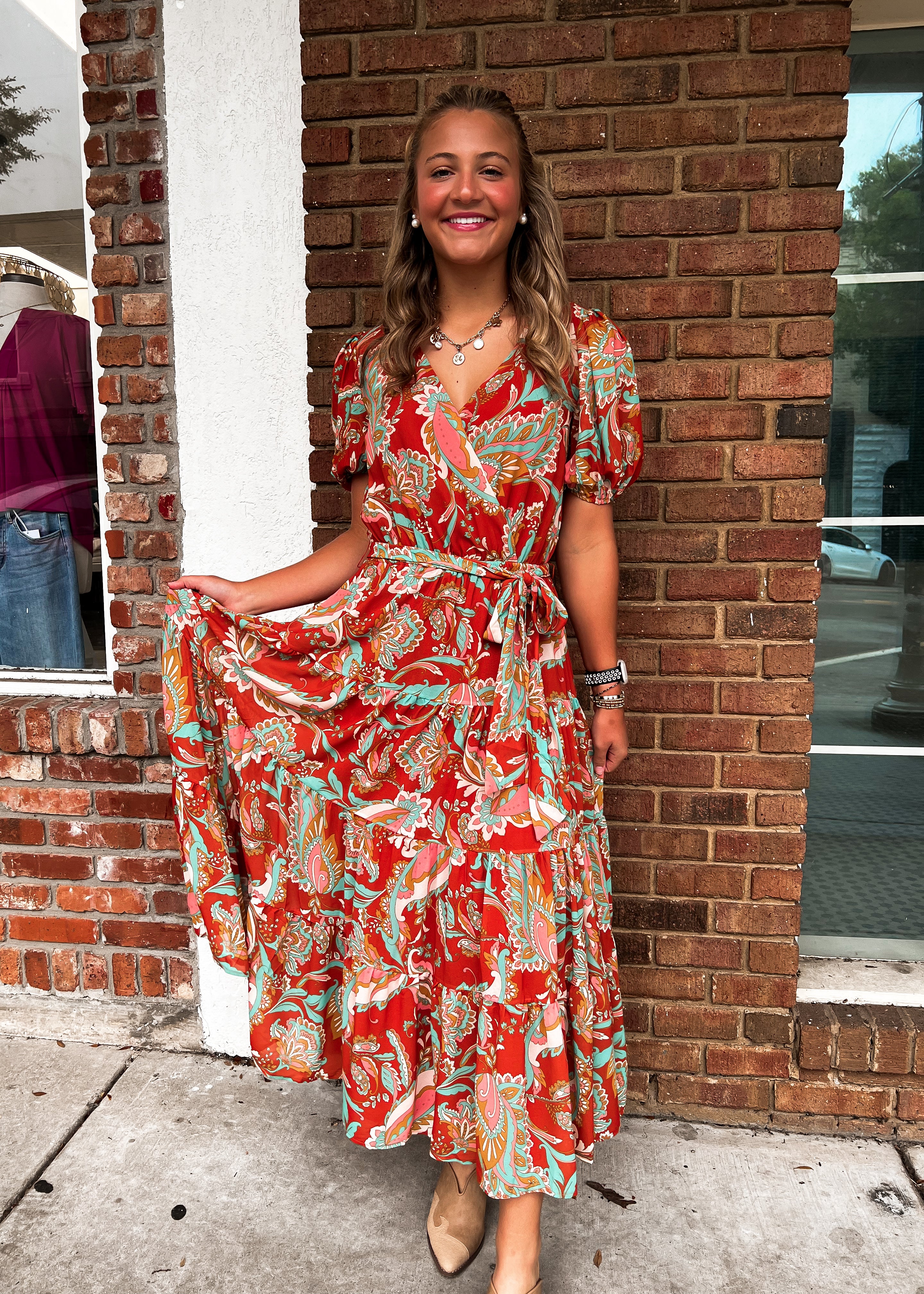 Paisley Printed Midi Dress