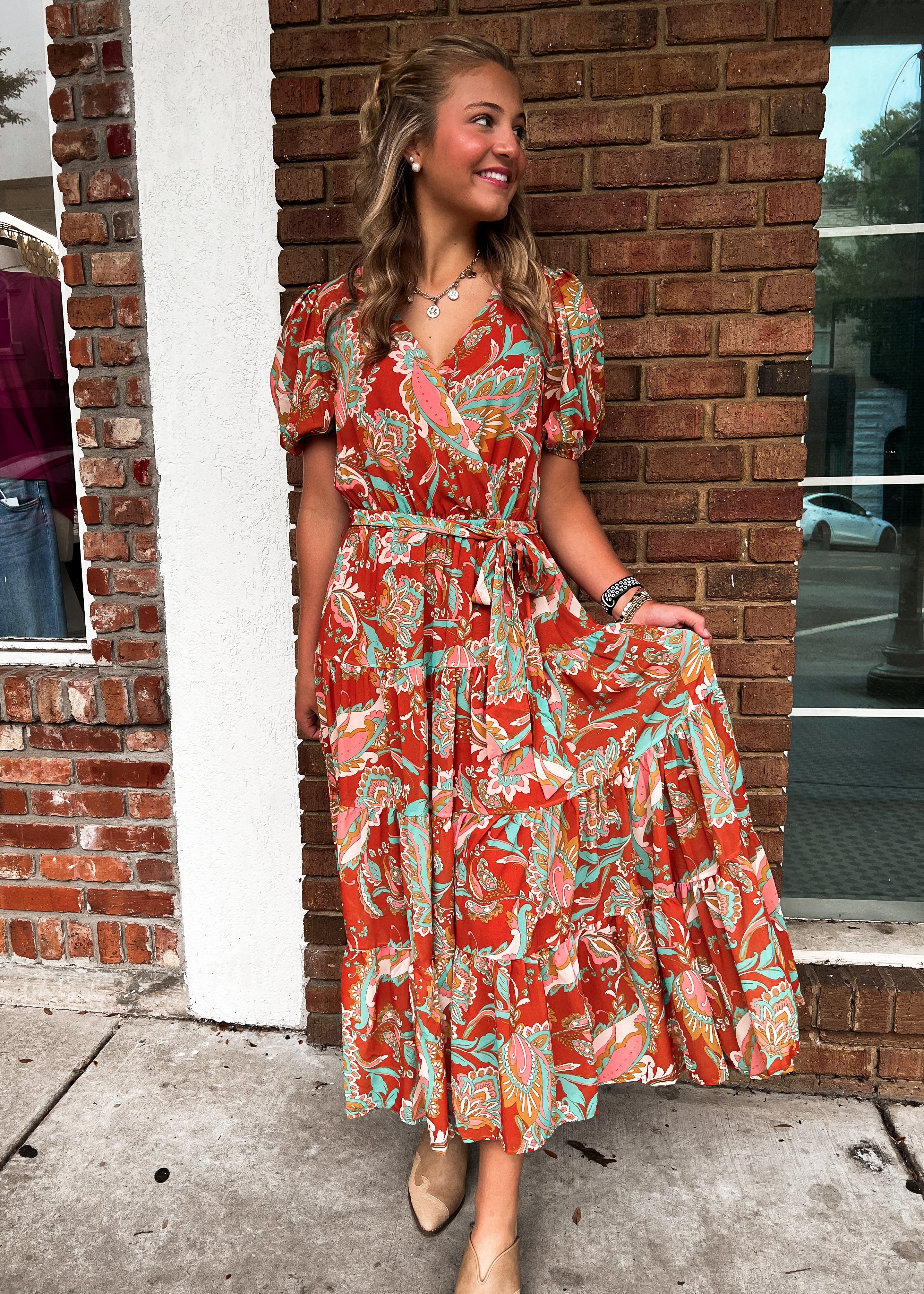 Paisley Printed Midi Dress