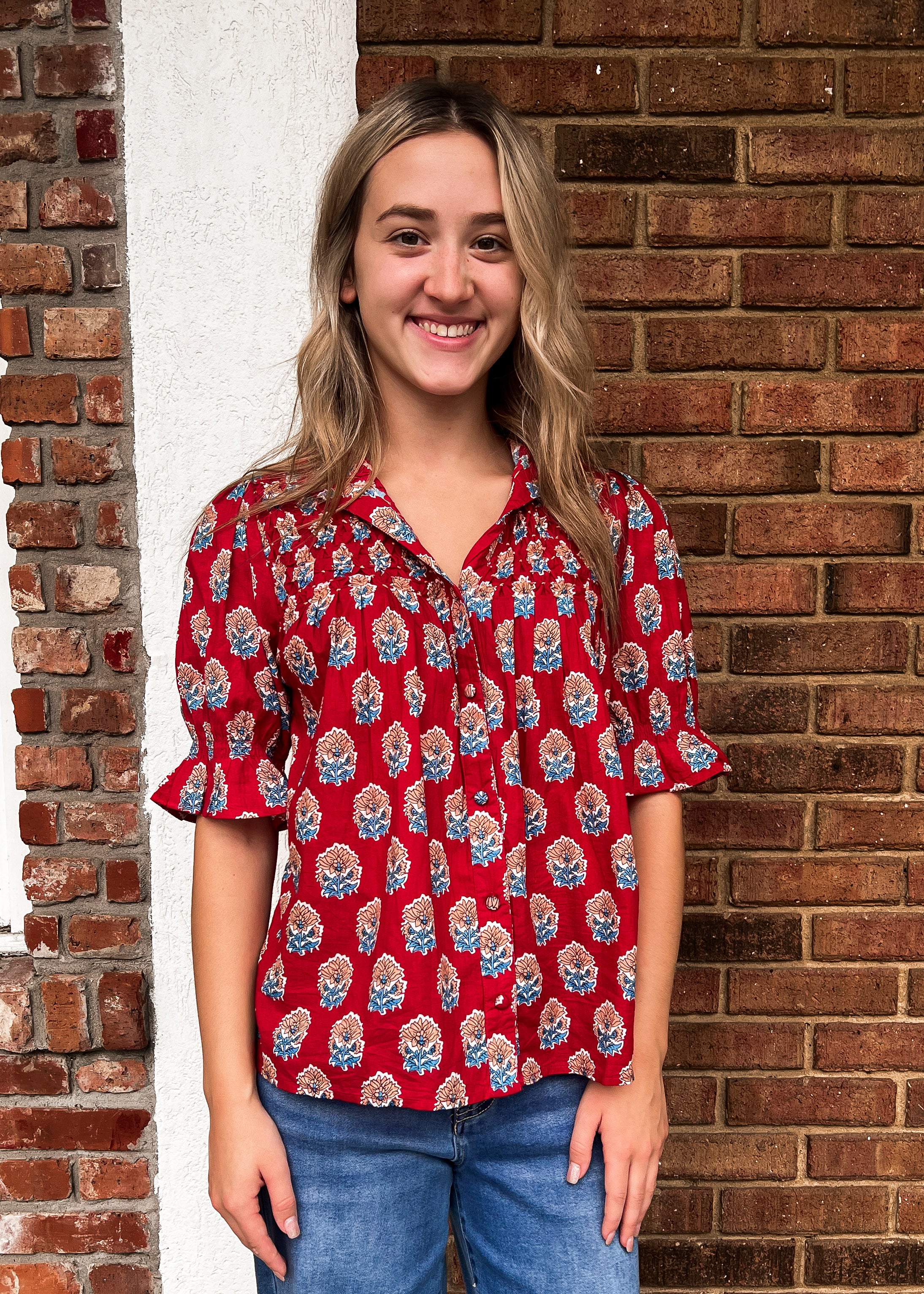 THML: Reign Red Button Top