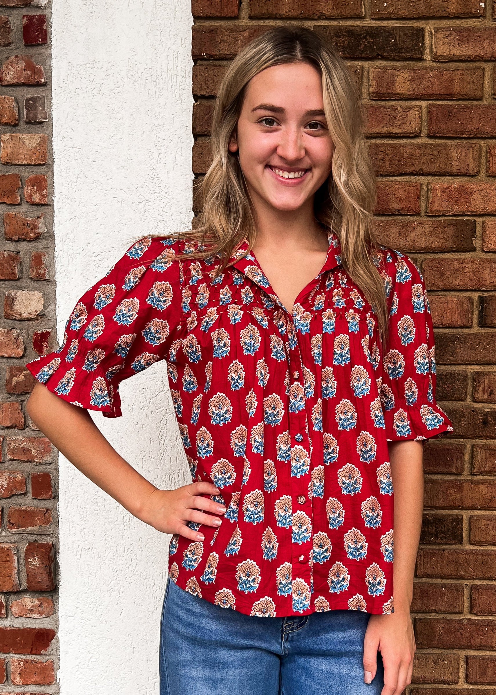 THML: Reign Red Button Top