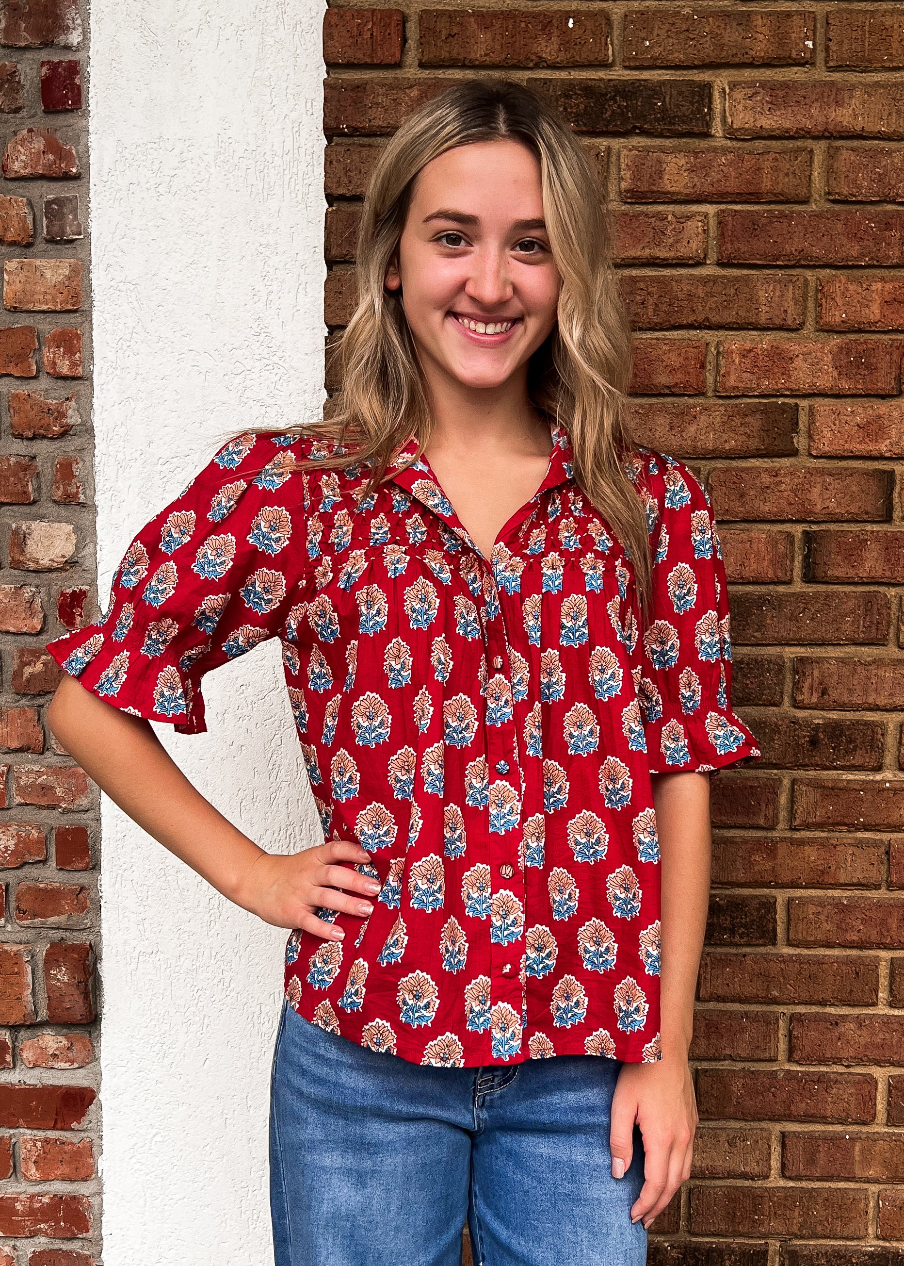 THML: Reign Red Button Top