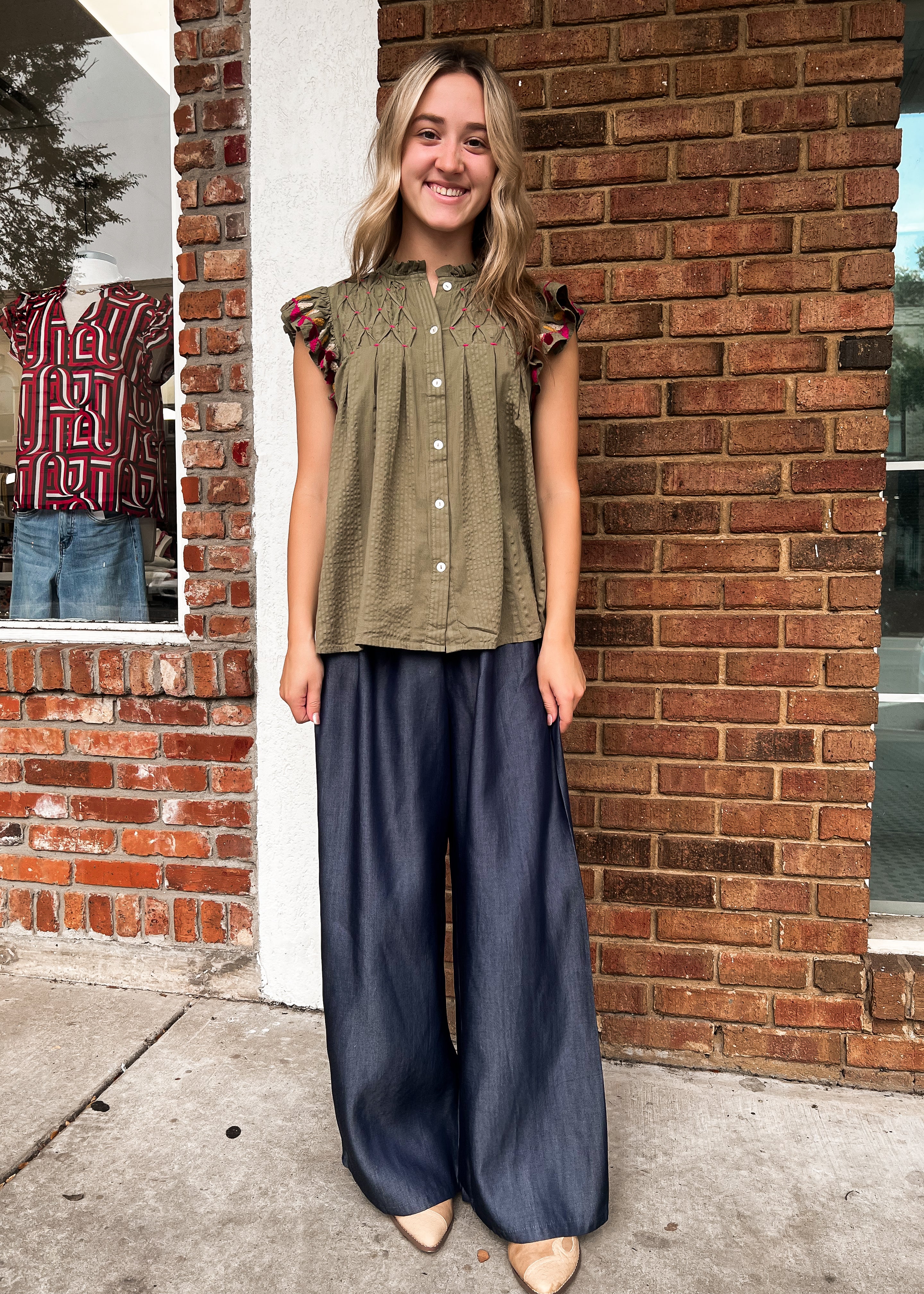 THML: Arie Wide Leg Denim Pants