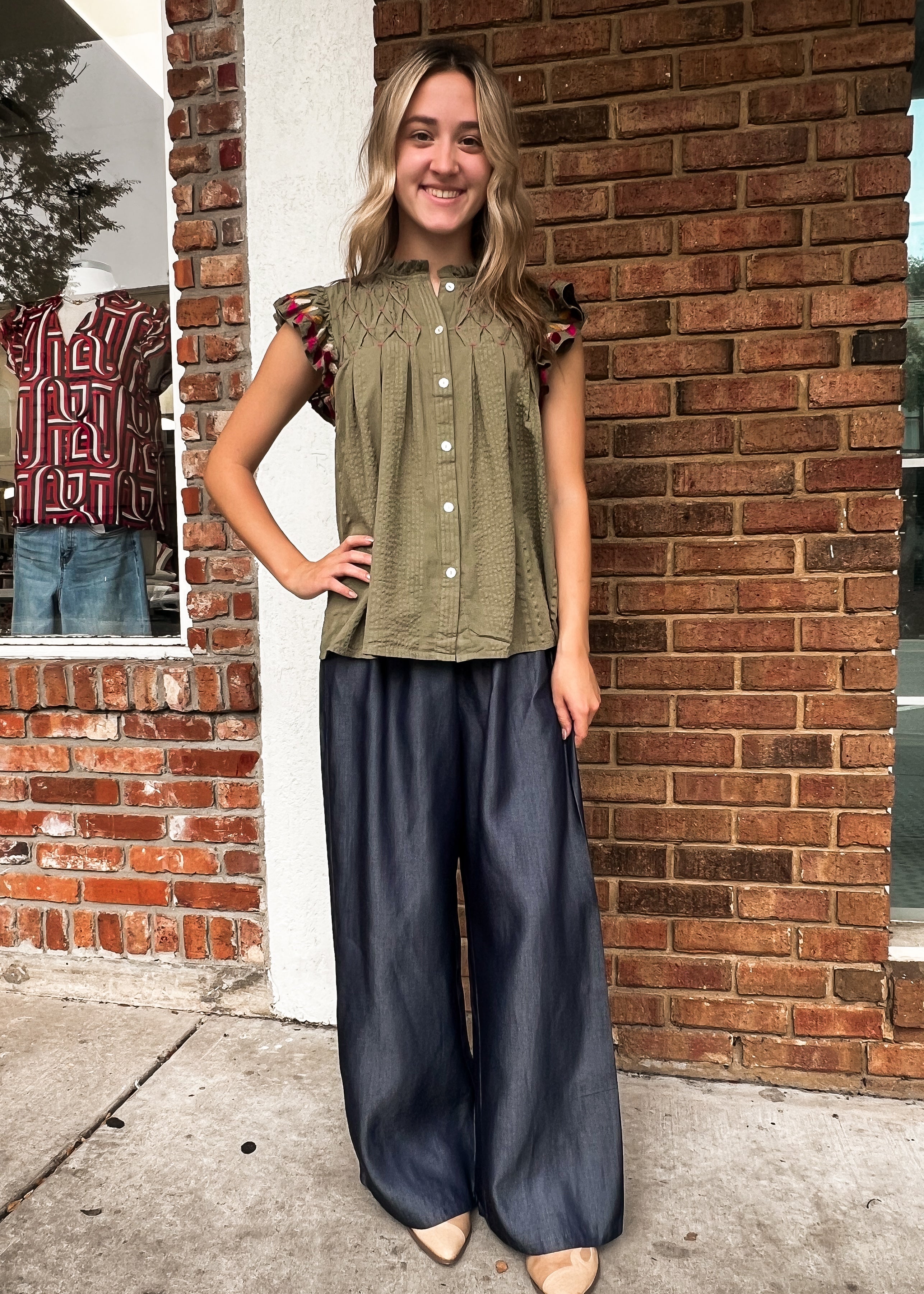 THML: Arie Wide Leg Denim Pants