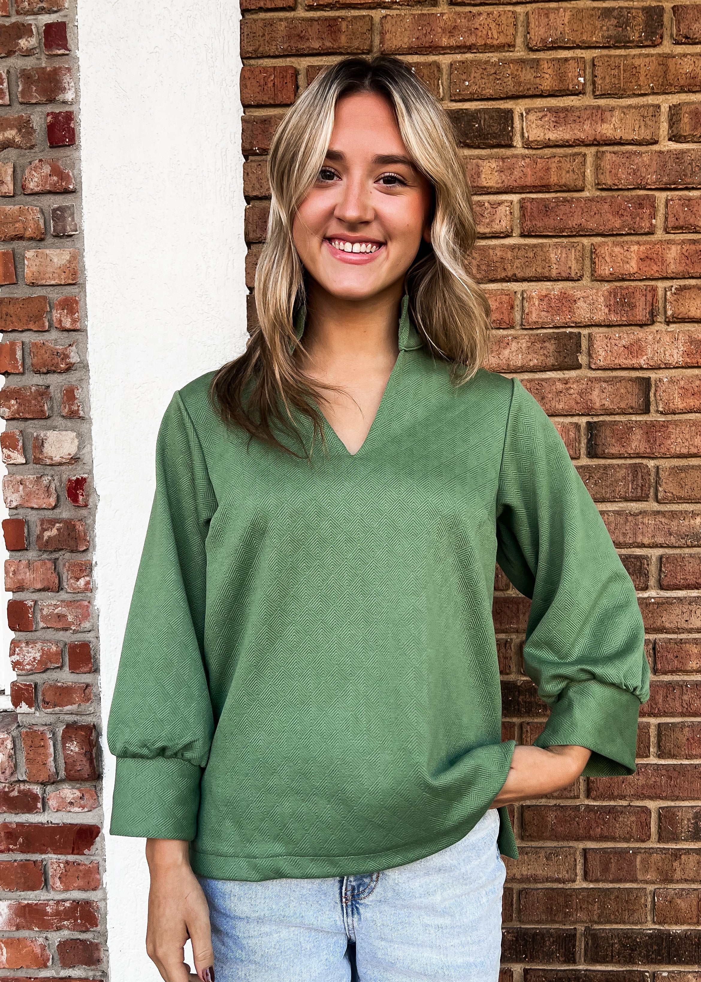 Jocelyn Green Woven Top