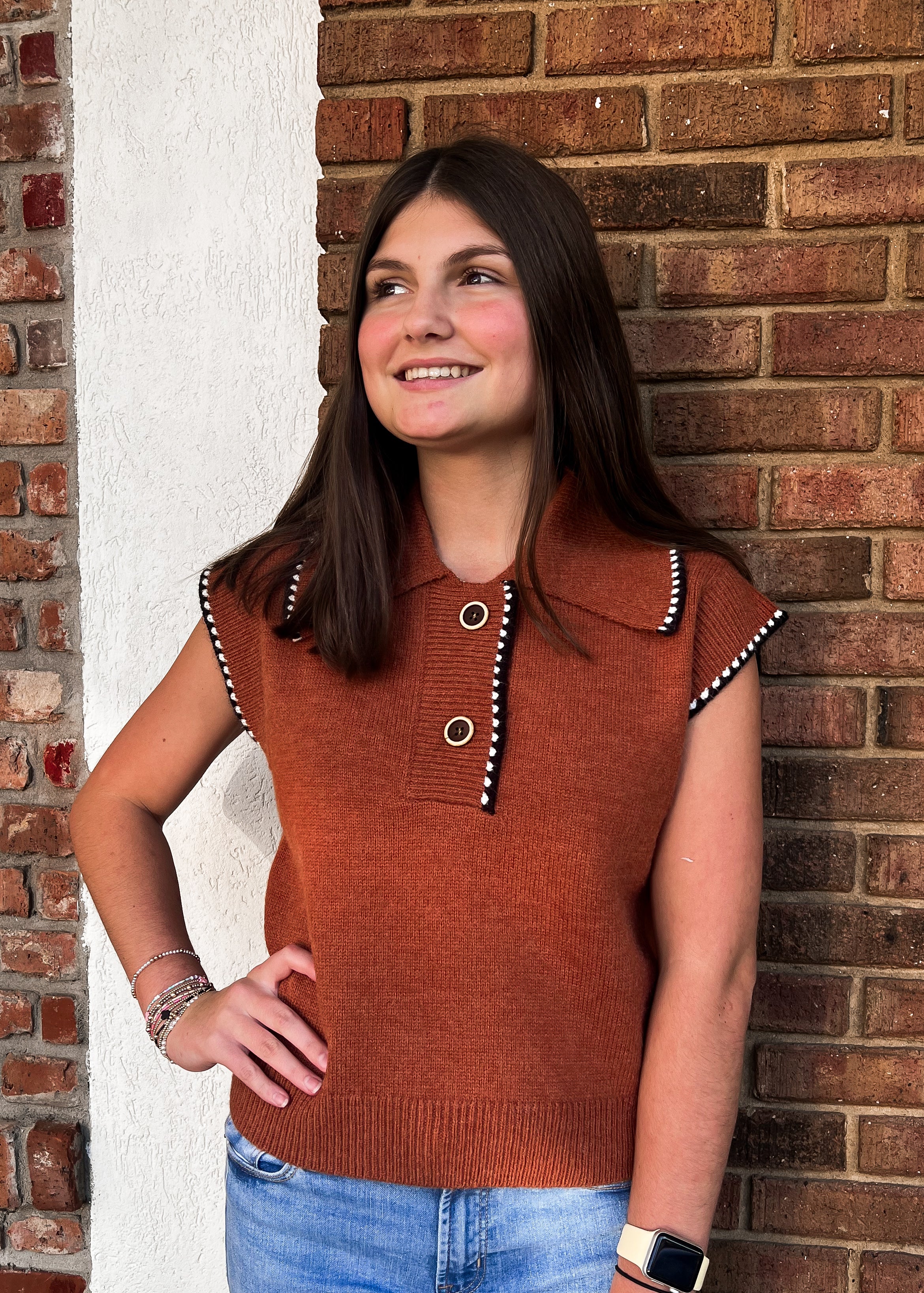 Jenny Rust Sweater Vest